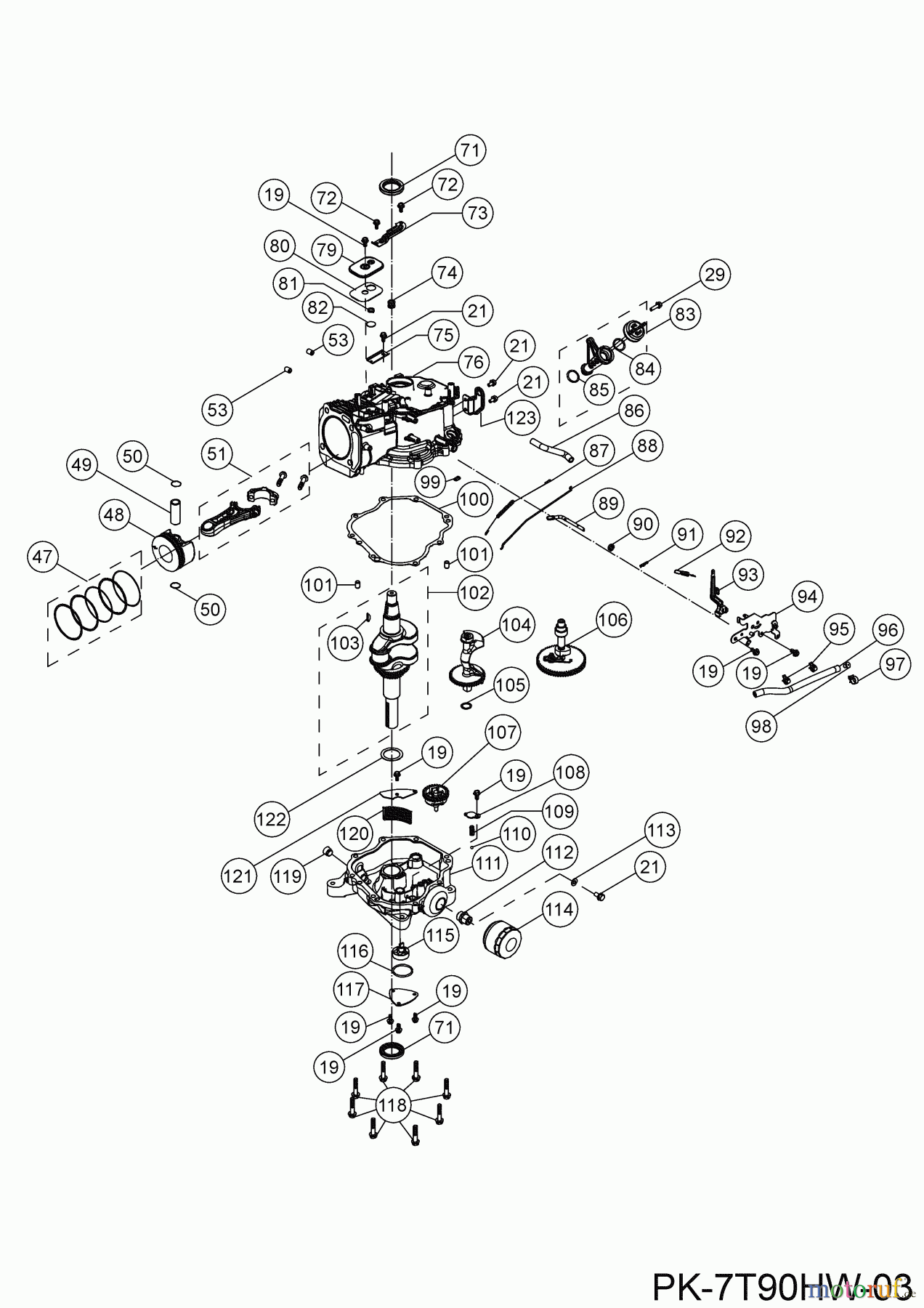 MTD-Motoren Vertikal 7T90HW 752Z7T90HW (2020) Kurbelgehäuse, Kolben, Kurbelwelle