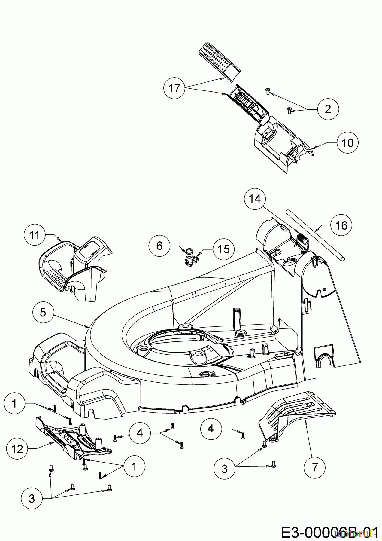 Cub Cadet Motormäher mit Antrieb XM2 DR46SA 12ABYAKC603 (2019) Mähwerksgehäuse, Stange für Heckklappe