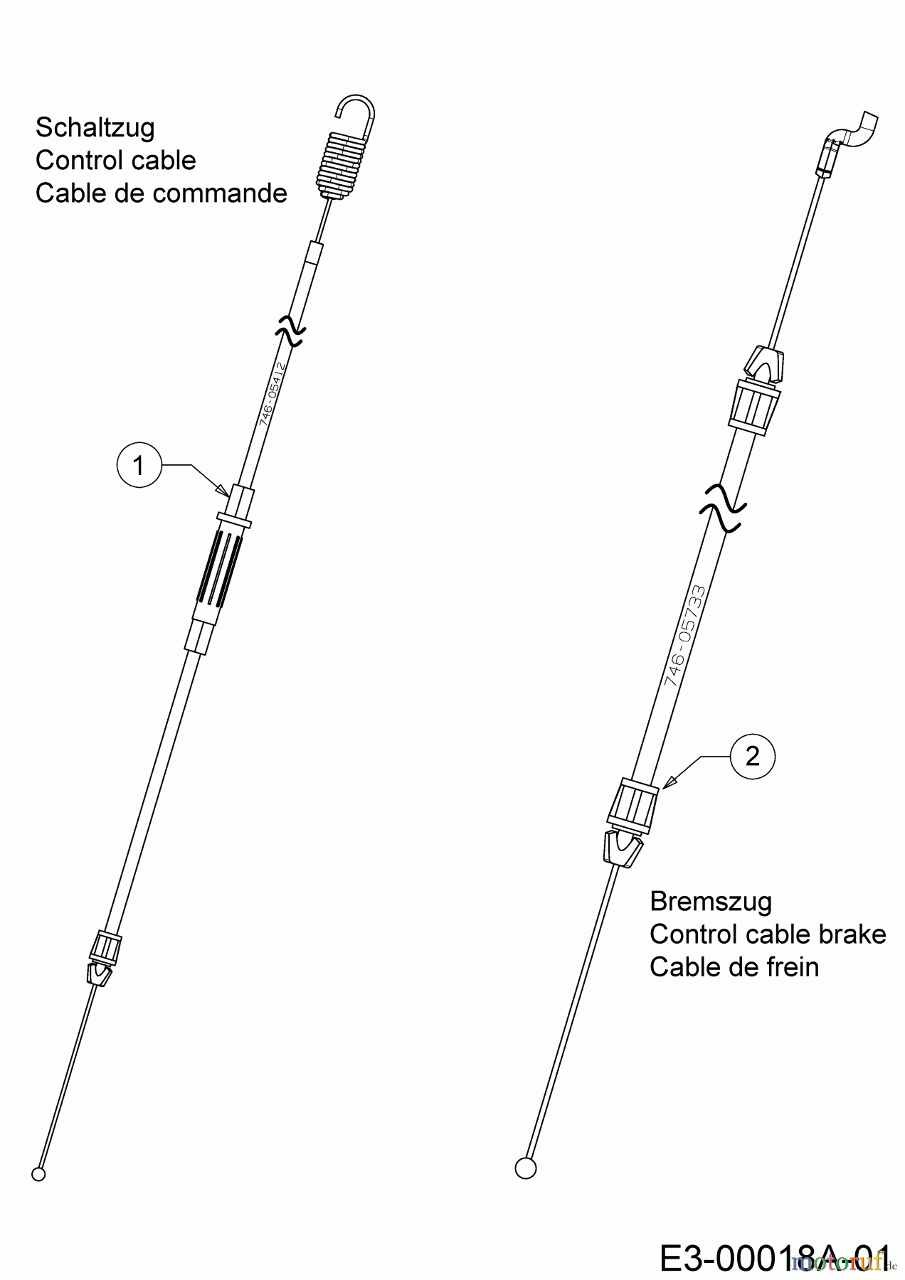 Cub Cadet Motormäher mit Antrieb XM1 DR46 12B-YAKC603 (2020) Bremszug, Schaltzug
