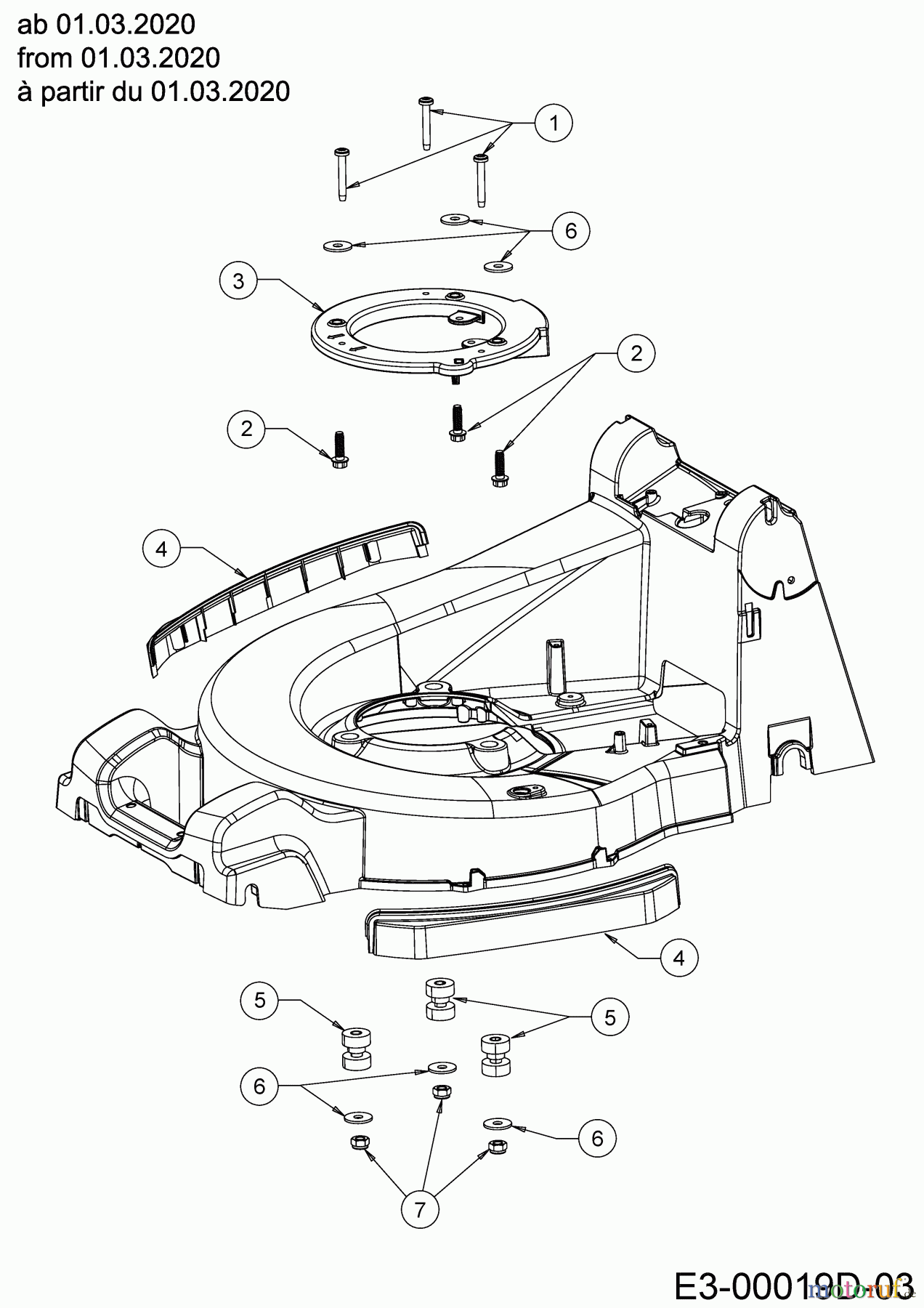 Cub Cadet Motormäher mit Antrieb XM2 ER53 12AQZALQ603 (2020) Stoßdämpfer, Zwischenring Motor ab 01.03.2020
