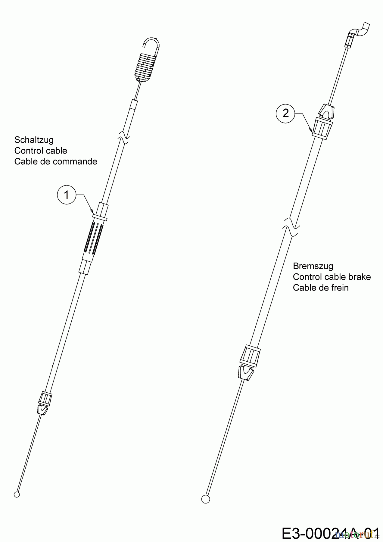  Cub Cadet Motormäher mit Antrieb XM1 ER53 12B-ZAJ4603 (2020) Bremszug, Schaltzug