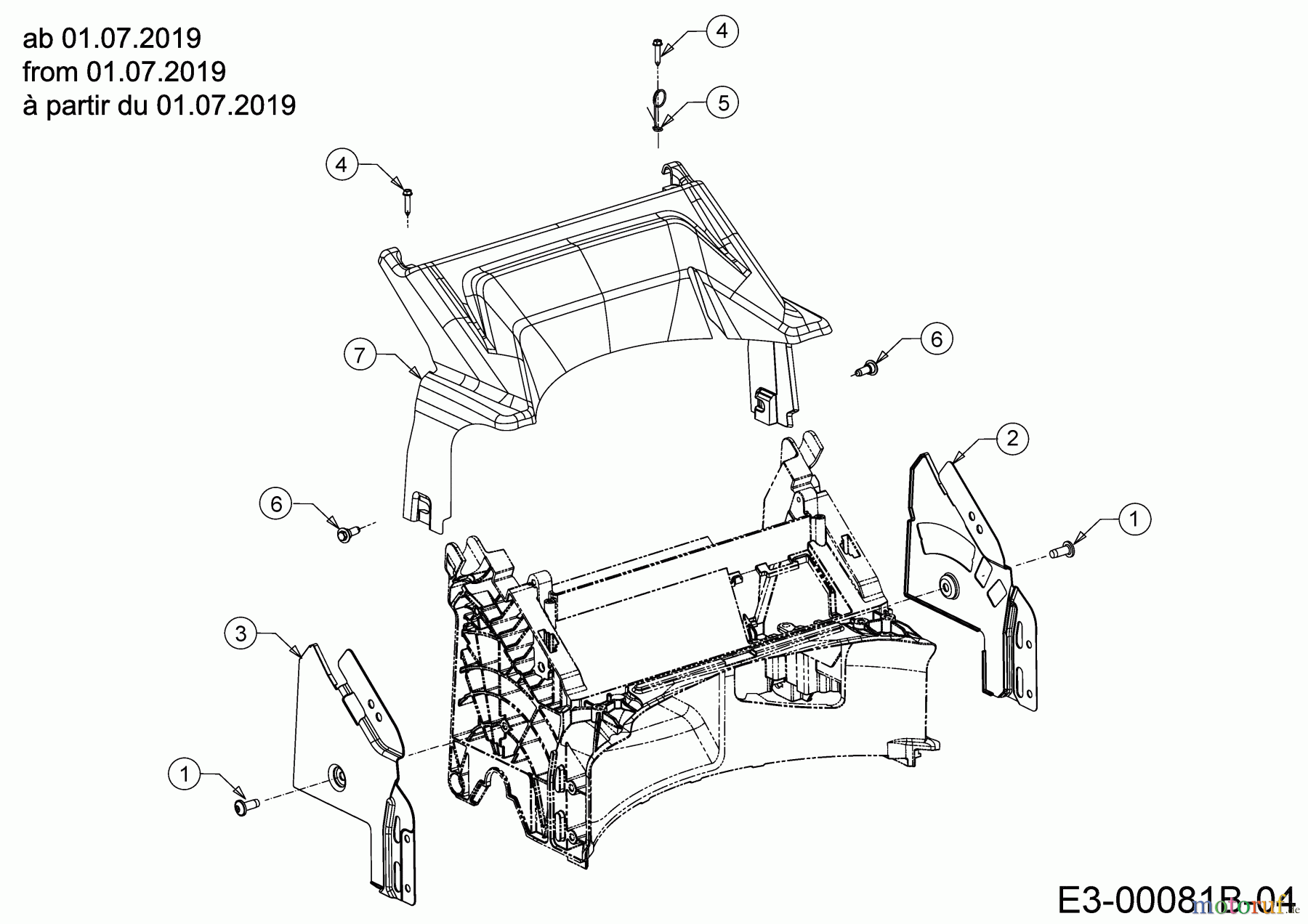 Cub Cadet Motormäher mit Antrieb LM2 DR53 12D-PRKC603 (2019) Abdeckung hinten, Holmbraketten (4)