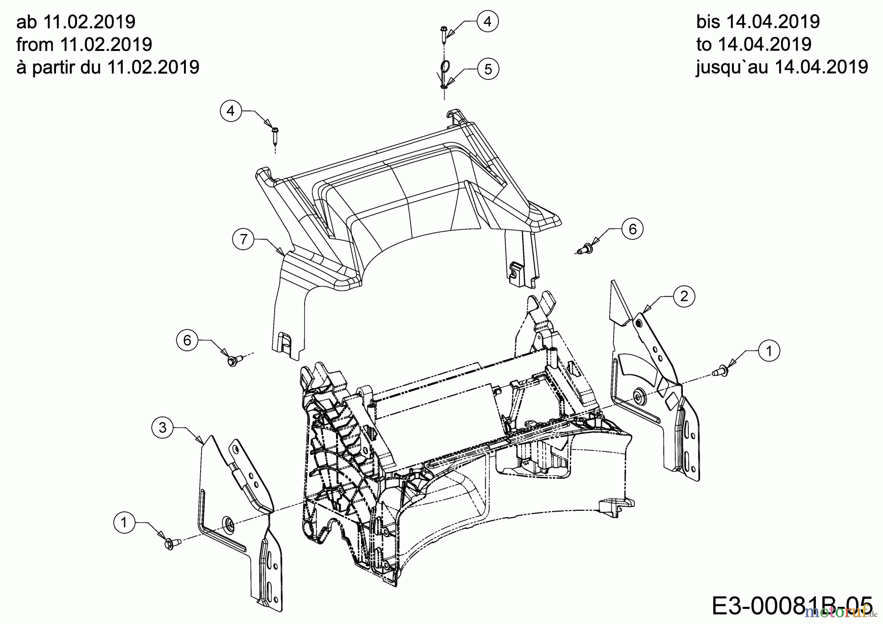 Cub Cadet Motormäher mit Antrieb LM3 CR53S 12CBPV5L603 (2019) Abdeckung hinten, Holmbraketten (5)