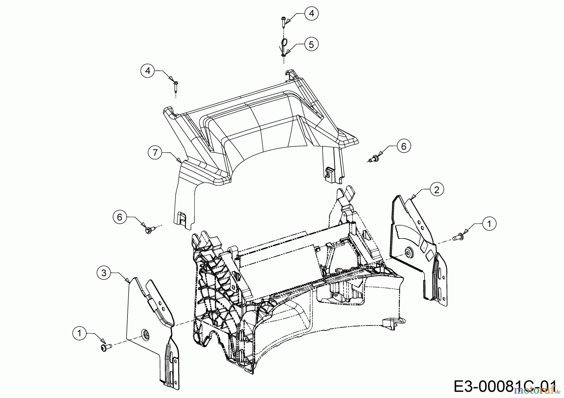 Cub Cadet Motormäher mit Antrieb LM1 CR53 12B-PQSC603 (2020) Abdeckung hinten, Holmbraketten