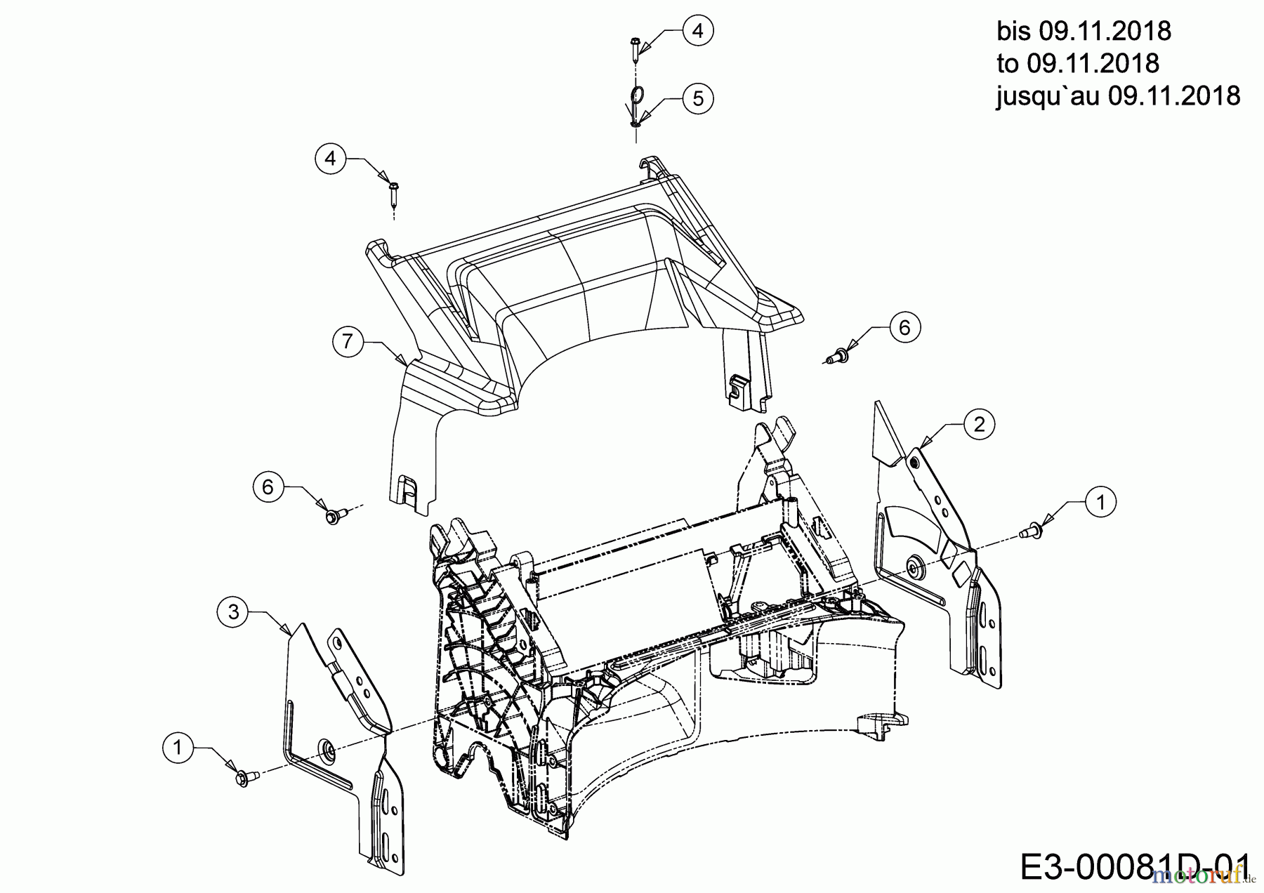Cub Cadet Motormäher mit Antrieb LM2 DR53S 12CBPQKC603 (2019) Abdeckung hinten, Holmbraketten bis 09.11.2018