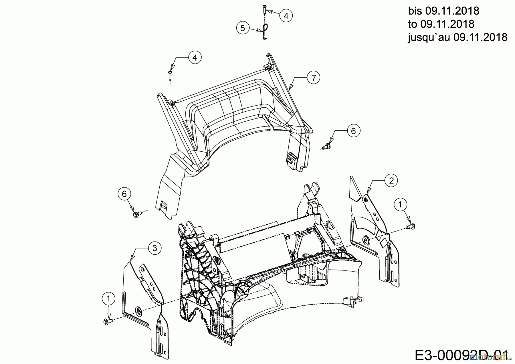 Cub Cadet Motormäher mit Antrieb LM2 DR46S 12BBTQKC603 (2019) Abdeckung hinten, Holmbraketten bis 09.11.2018