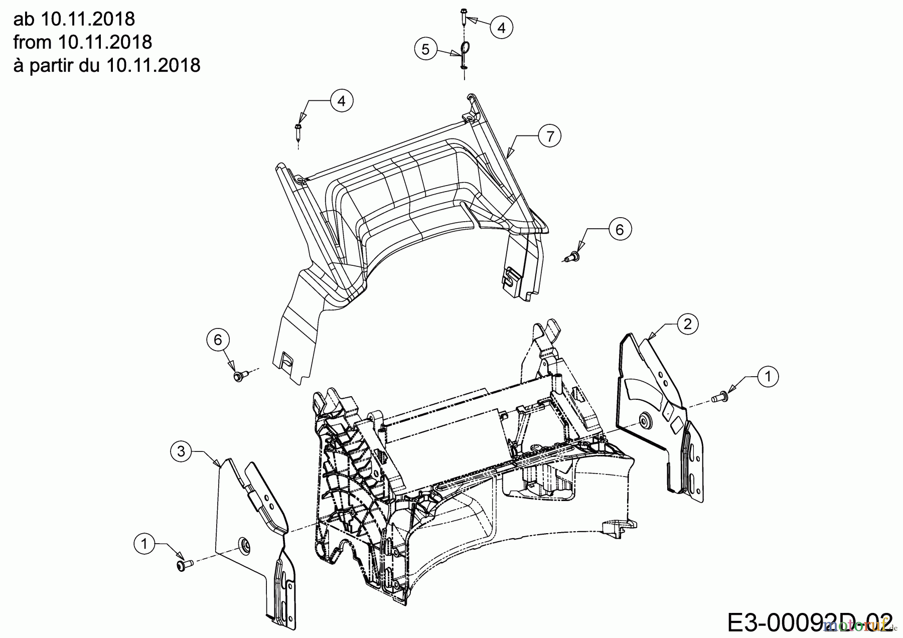 Cub Cadet Motormäher mit Antrieb LM2 DR46S 12BBTQKC603 (2019) Abdeckung hinten, Holmbraketten ab 10.11.2018