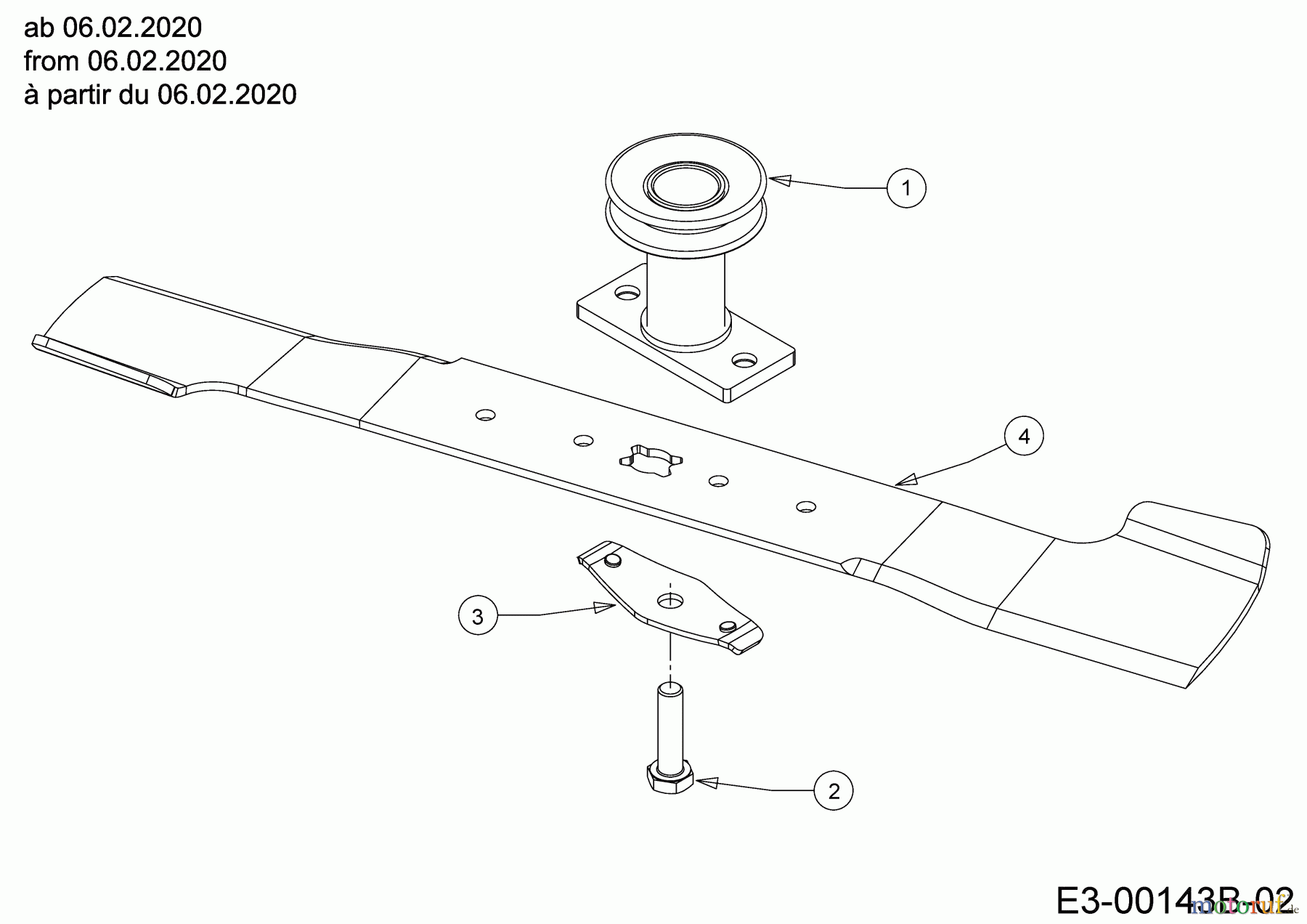 Cub Cadet Motormäher mit Antrieb LM1 CR53 12B-PQSC603 (2020) Messer, Messeraufnahme ab 06.02.2020