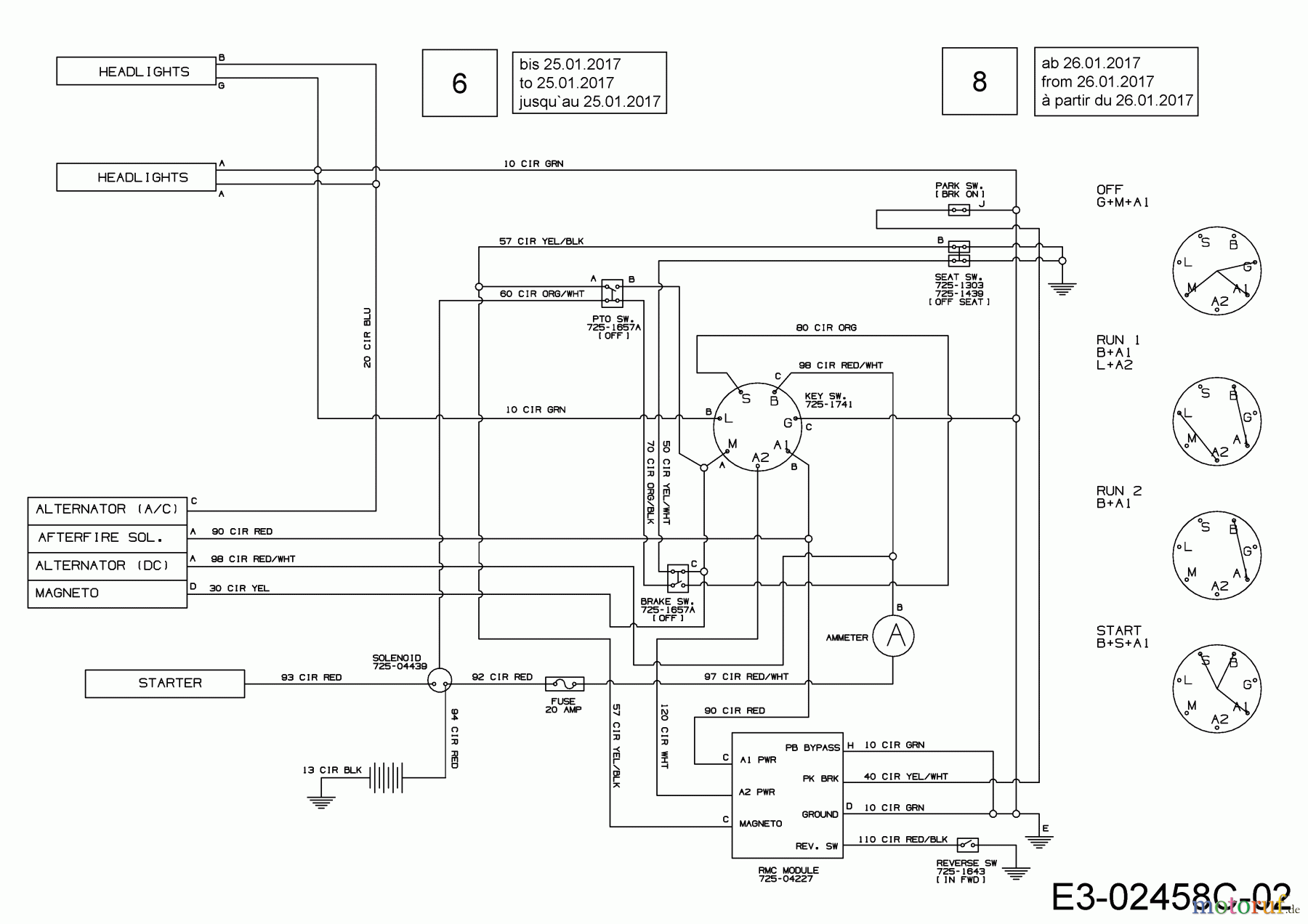  Cub Cadet Rasentraktoren LT3 PS107 13HT79DG603  (2019) Schaltplan