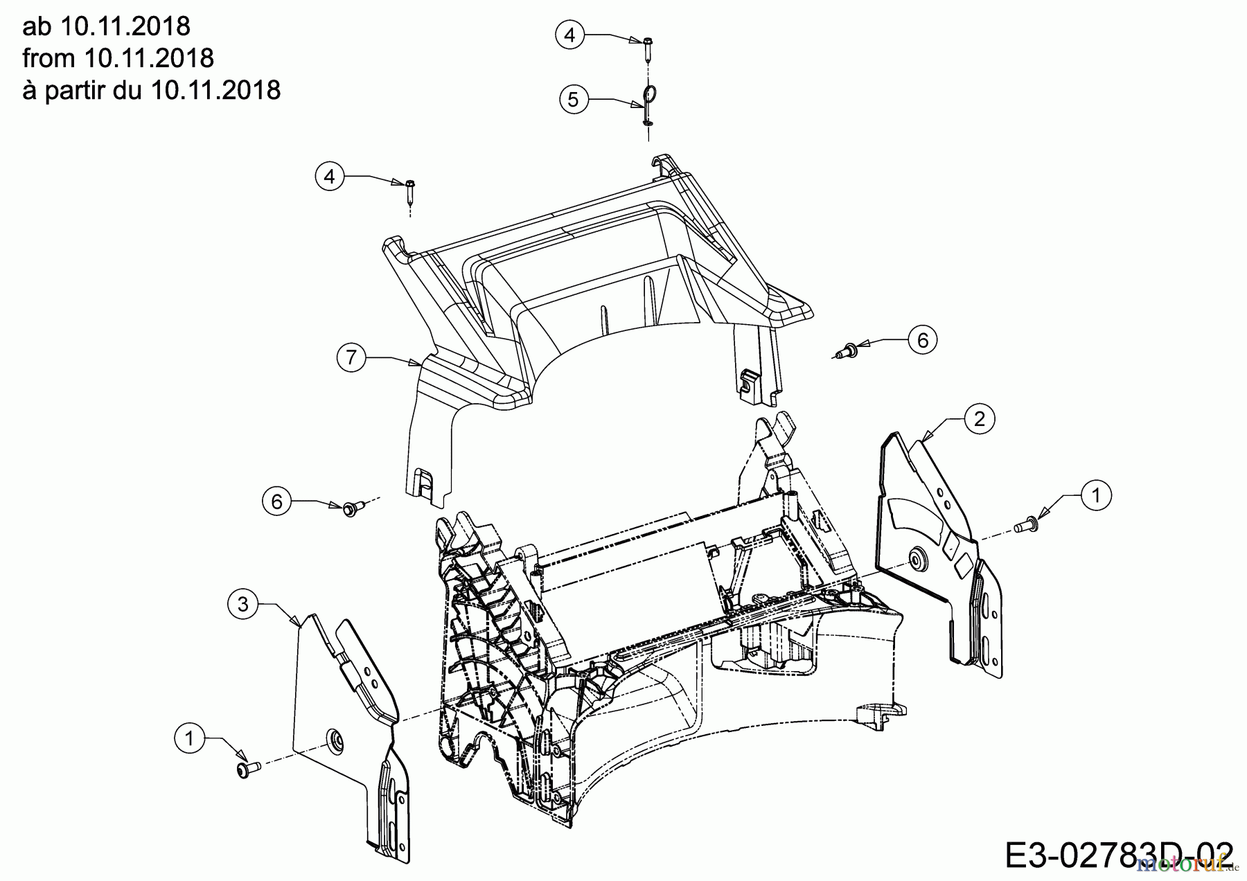  Cub Cadet Motormäher mit Antrieb LM3 DR53ES 12CCPVS7603 (2019) Abdeckung hinten, Holmbraketten ab 10.11.2018