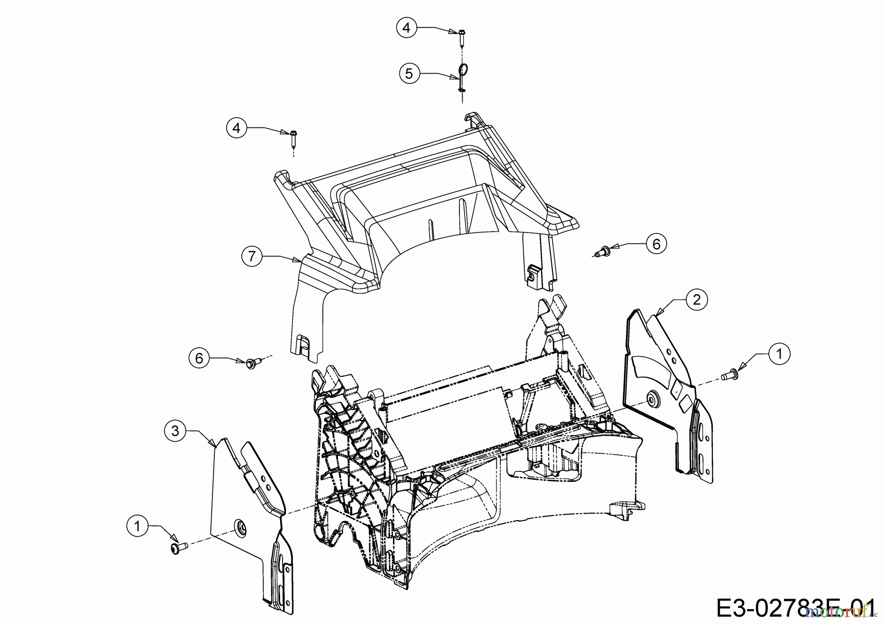  Cub Cadet Motormäher mit Antrieb LM3 DR53ES 12BCPVS7603 (2020) Abdeckung hinten, Holmbraketten