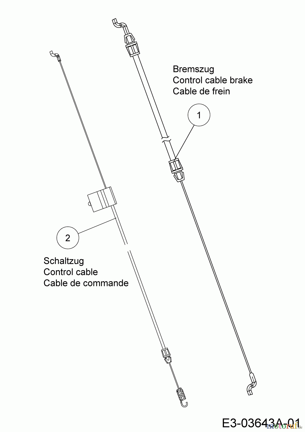 Cub Cadet Motormäher mit Antrieb LM1 CR53 12B-PQSC603 (2020) Bremszug, Schaltzug