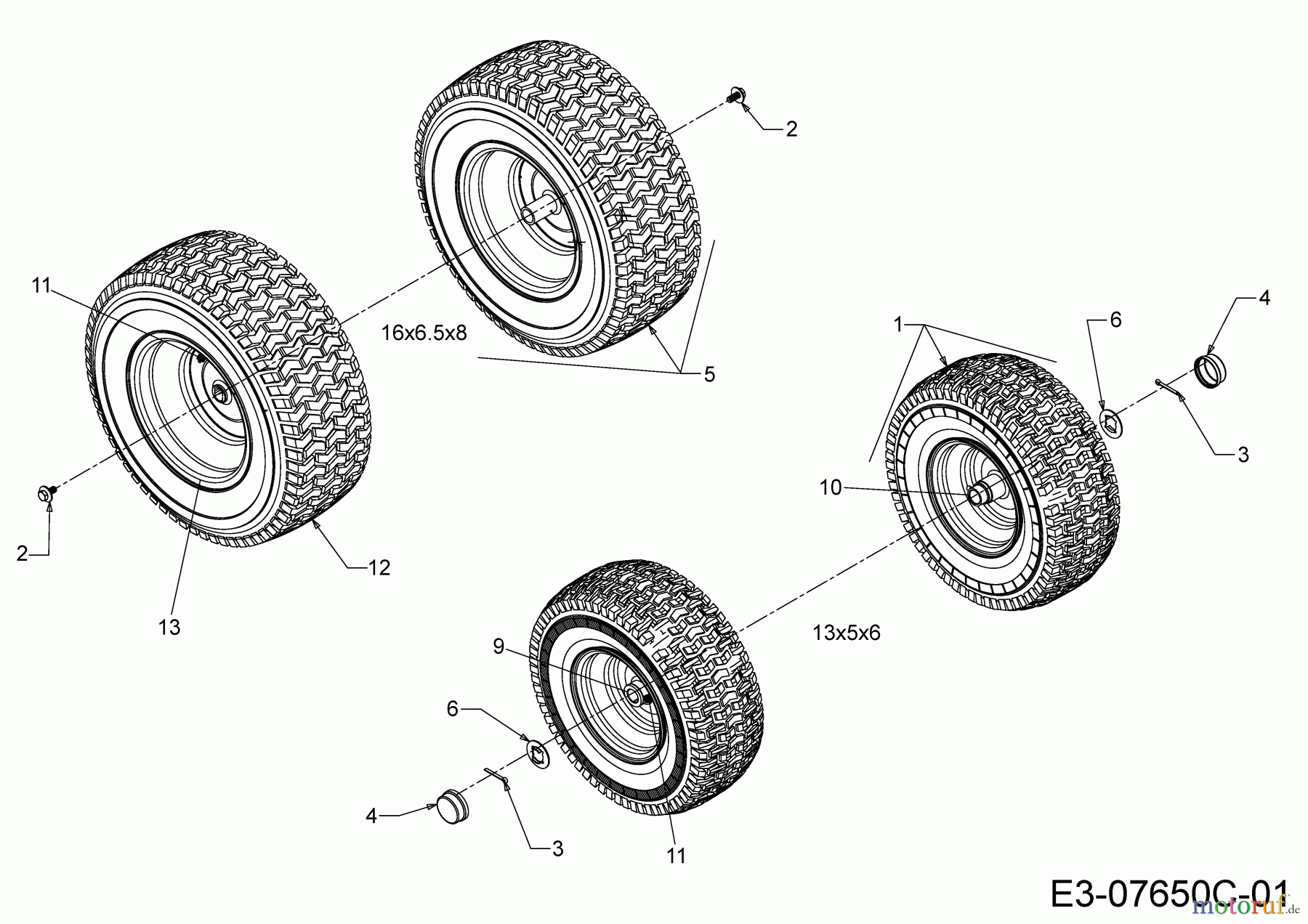  Cub Cadet Rasentraktoren LR1 MS76 13B726JD603 (2020) Räder 13x5x6; 16x6,5x8