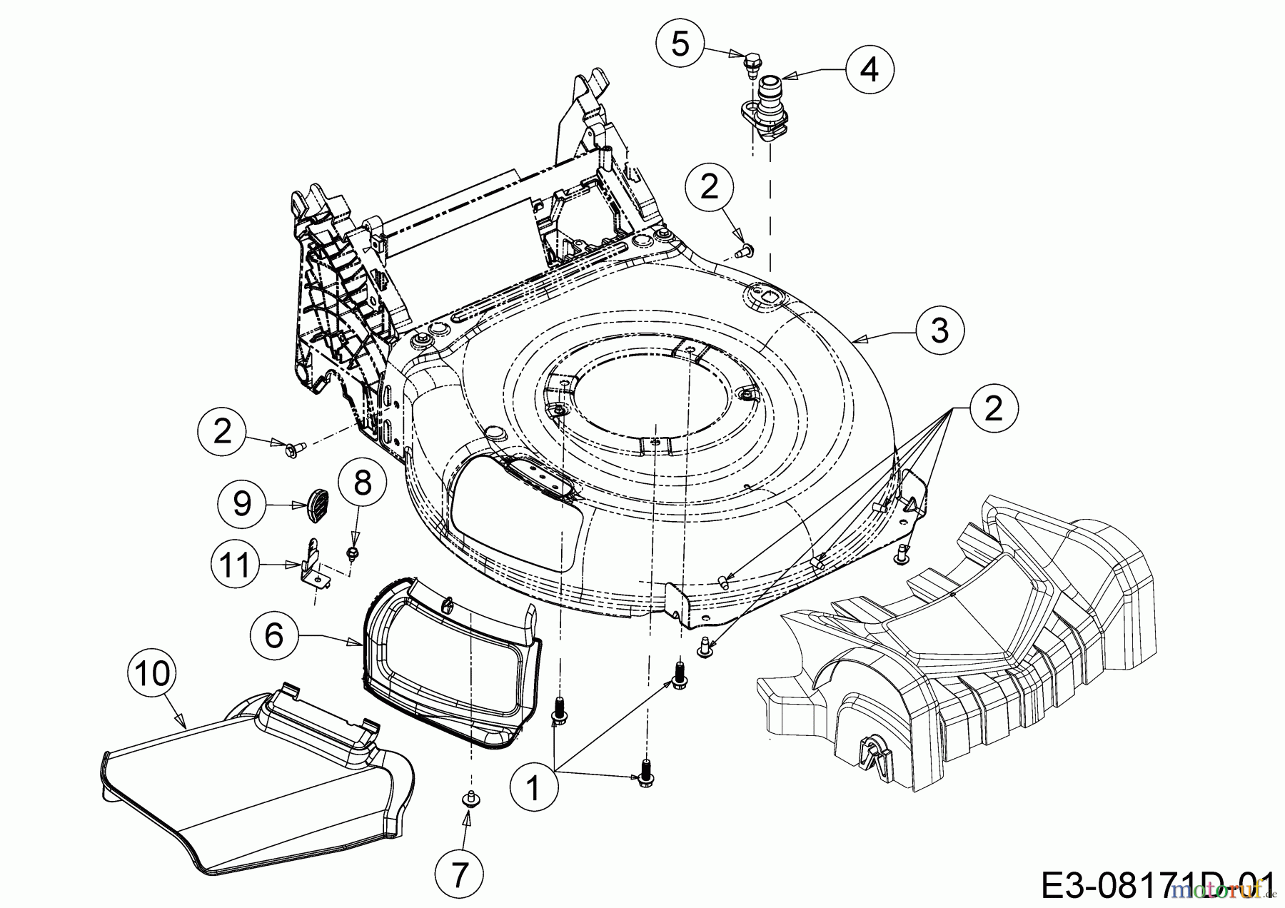 Cub Cadet Motormäher mit Antrieb LM2 CR46 12A-TS5C603 (2019) Deflektor, Mähwerksgehäuse, Mulchklappe, Waschdüse