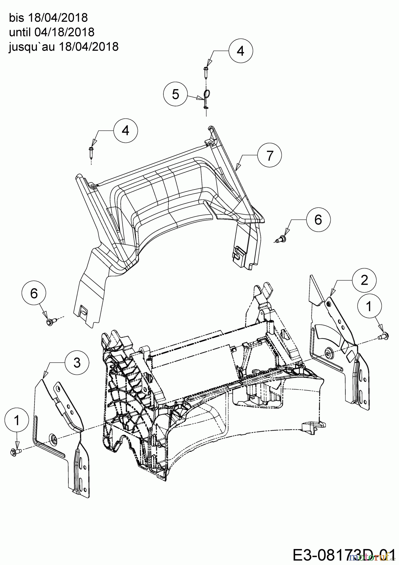 Cub Cadet Motormäher mit Antrieb LM3 CRC46S 12ABTVSC603 (2018) Abdeckung hinten bis 18/04/2018