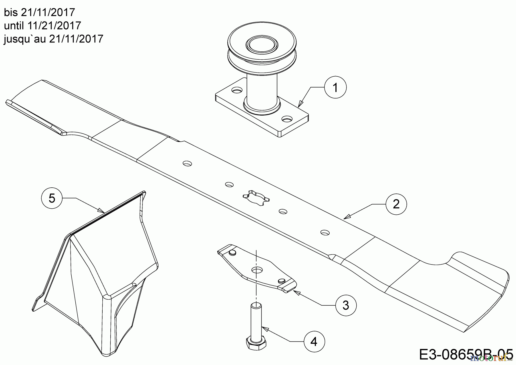 Cub Cadet Motormäher mit Antrieb LM2 DR53 12C-PRKC603 (2018) Messer, Messeraufnahme, Mulchstopfen bis 21/11/2017