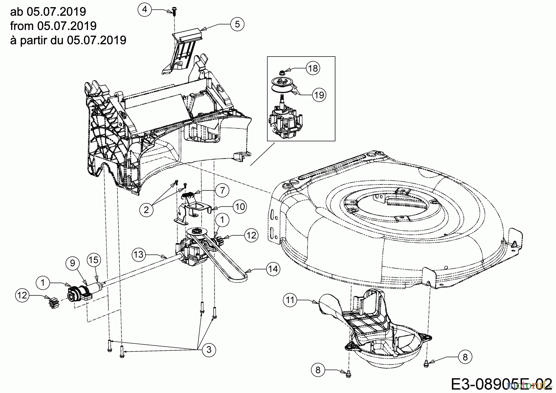 Cub Cadet Motormäher mit Antrieb LM3 DR53S 12CBPVKC603 (2019) Getriebe, Keilriemen ab 05.07.2019