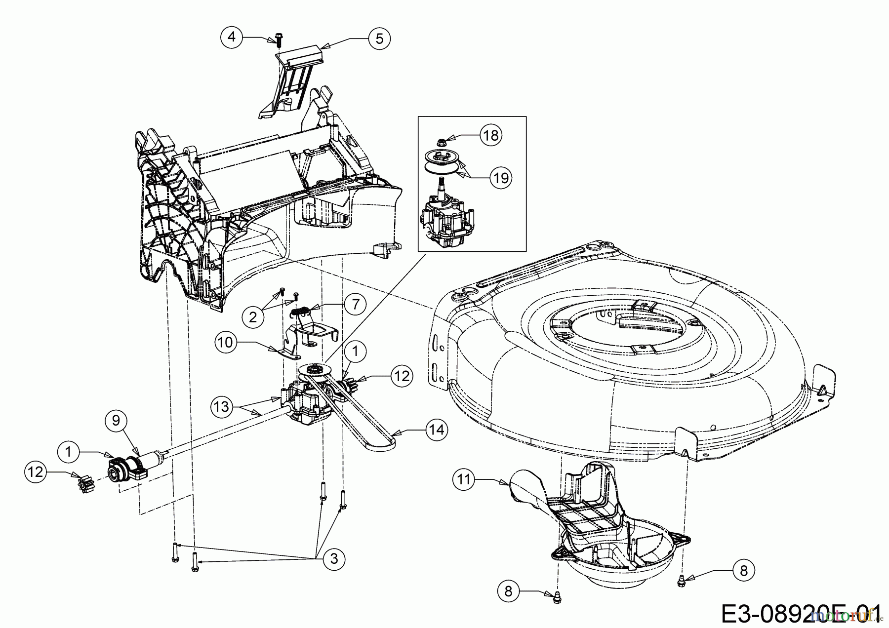 Cub Cadet Motormäher mit Antrieb LM3 CRC46S 12BBTVSC603 (2020) Getriebe, Keilriemen