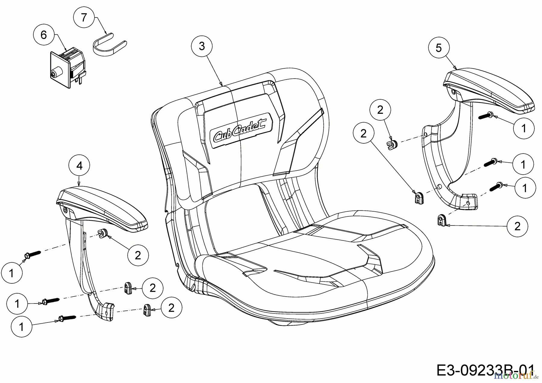 Cub Cadet Rasentraktoren XT3 QR106E 13BIA5CR603 (2019) Sitz, Sitzschalter