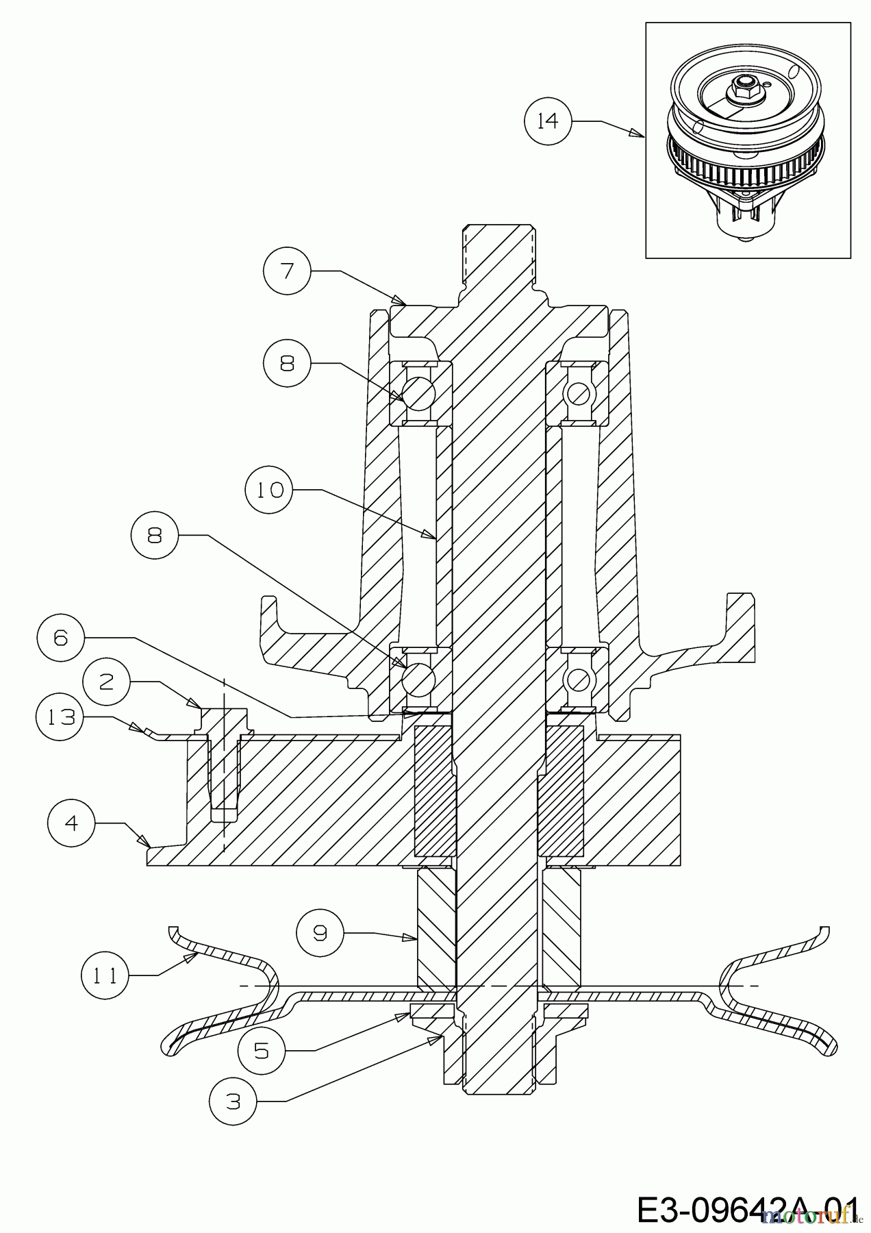 Cub Cadet Motormäher mit Antrieb XM3 KR84ES 12AE764U603 (2019) Messerspindel 618-04438C