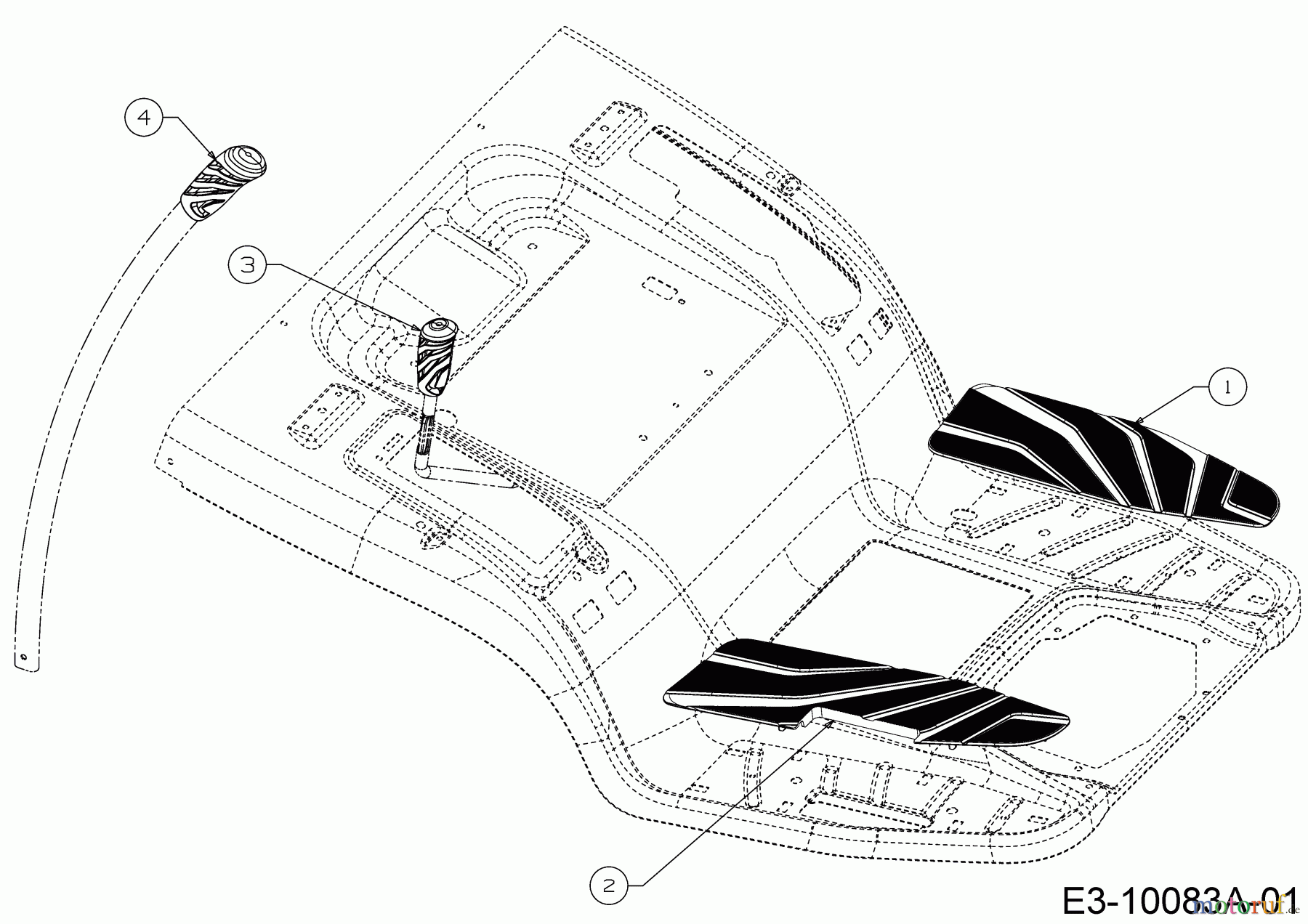 Cub Cadet Rasentraktoren XT1 OR106 BS 13ALA1CR603 (2020) Handgriffe, Trittbrettbelag