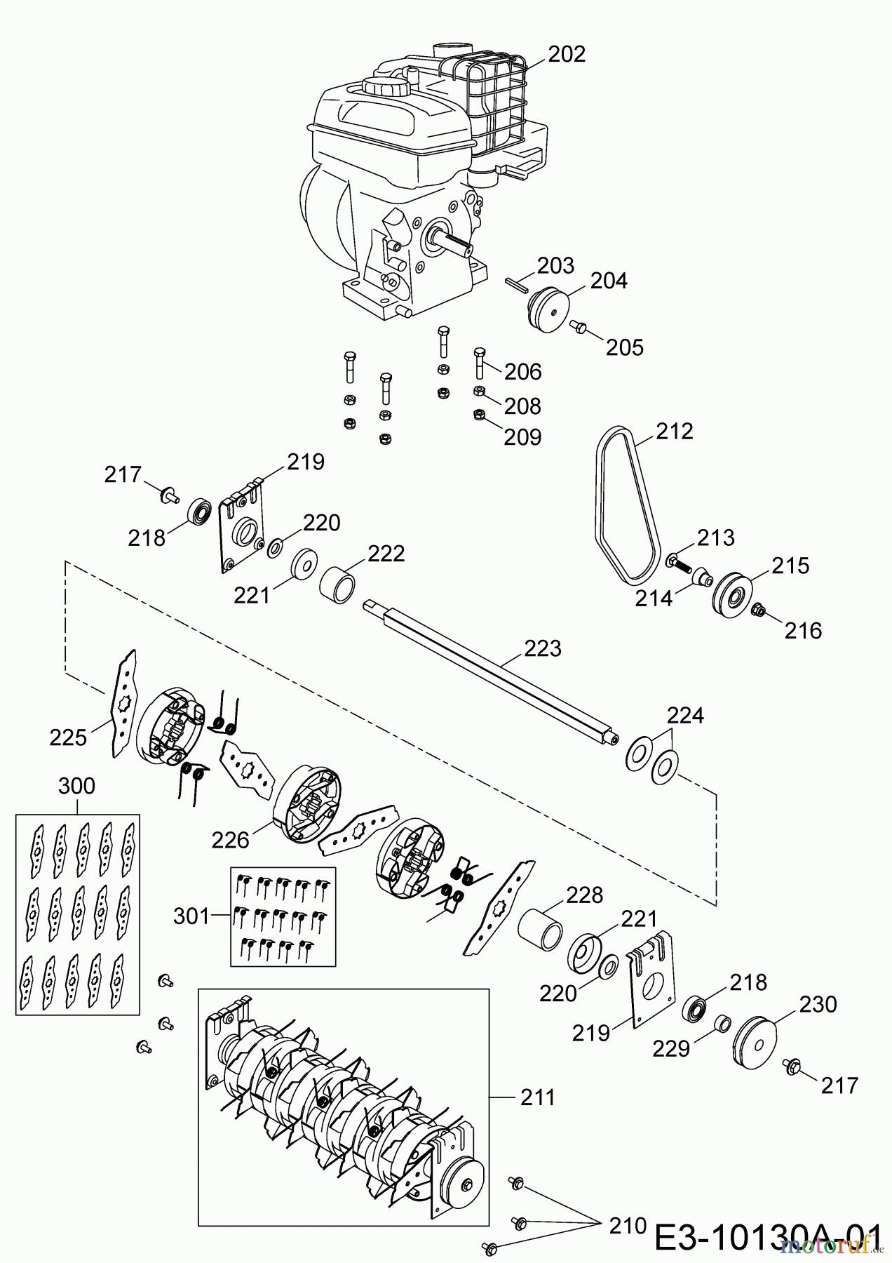 Cub Cadet Motorvertikutierer XC1 B35 16AH9AMQ603 (2020) Keilriemen, Messerwalze, Motor