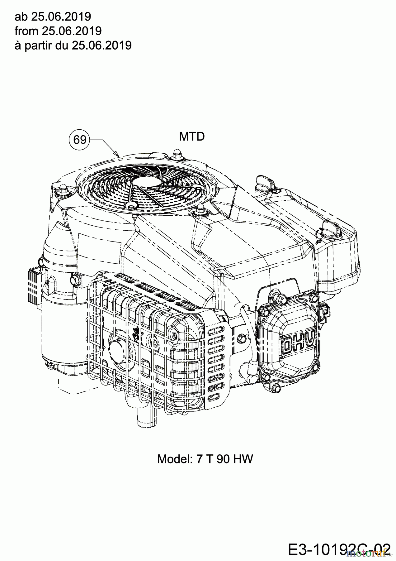  Cub Cadet Rasentraktoren LT1 NS96 13AB76DF603  (2019) Motor MTD