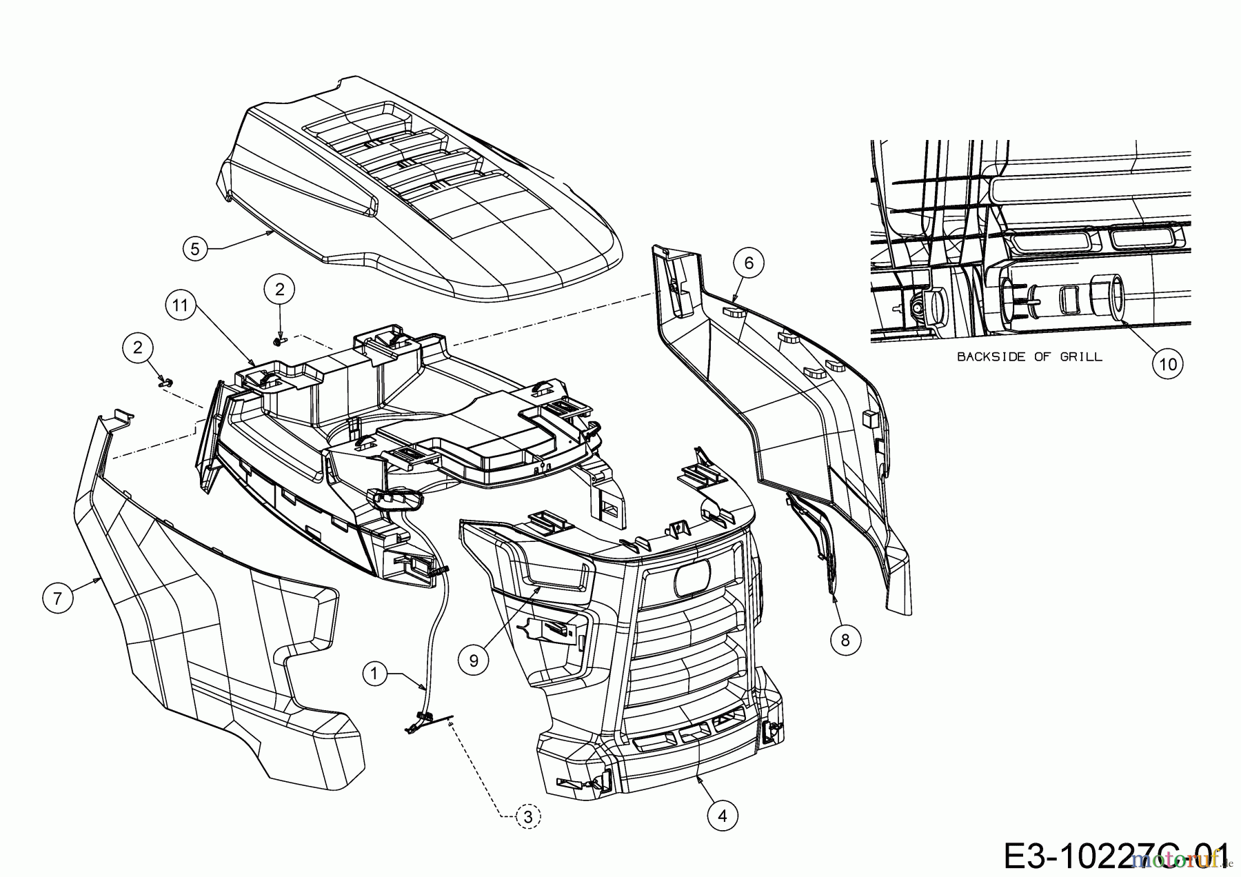  Cub Cadet E-Rasentraktoren XT2 ES107 33ABA7CS603 (2020) Motorhaube C-Style