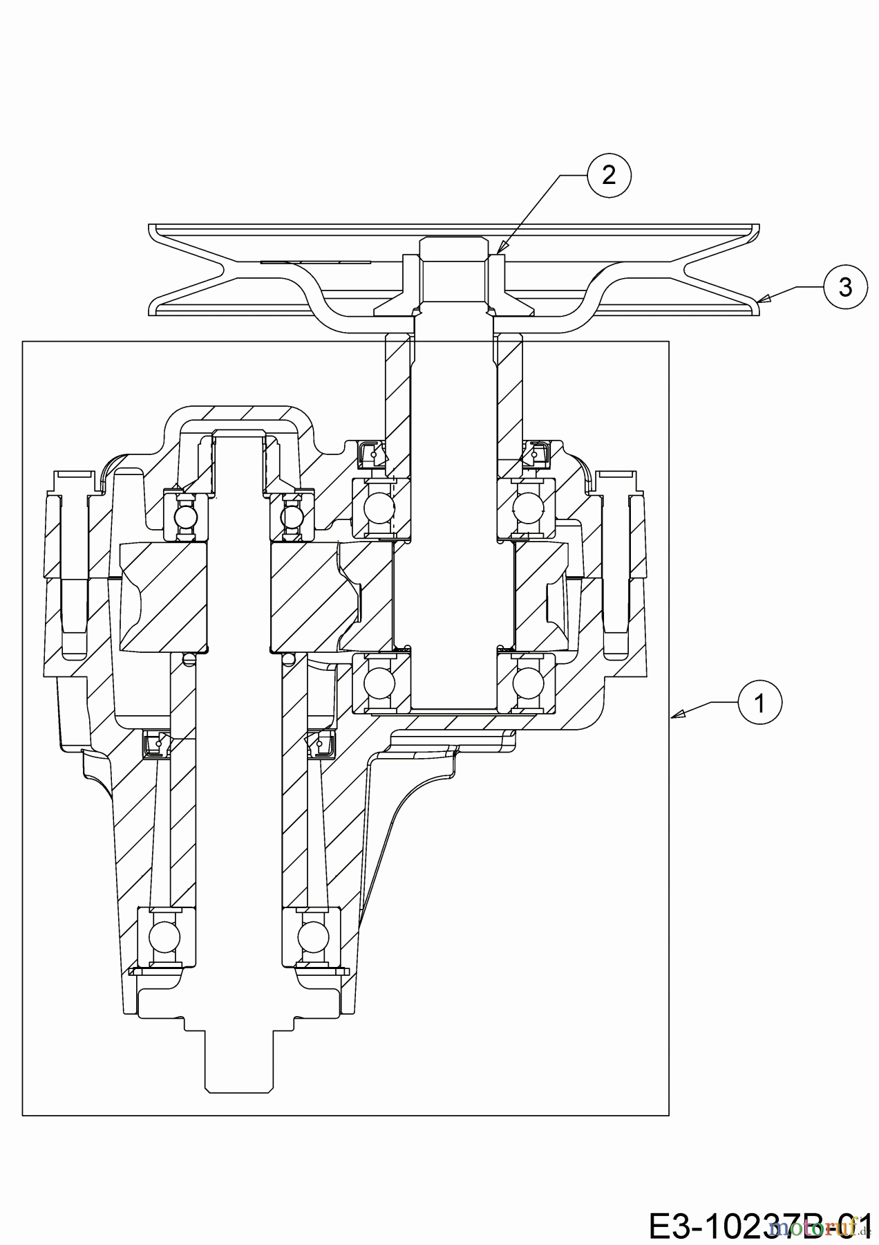 Cub Cadet Rasentraktoren XT3 QR106E 13BIA5CR603 (2019) Messerspindel 618-07257A