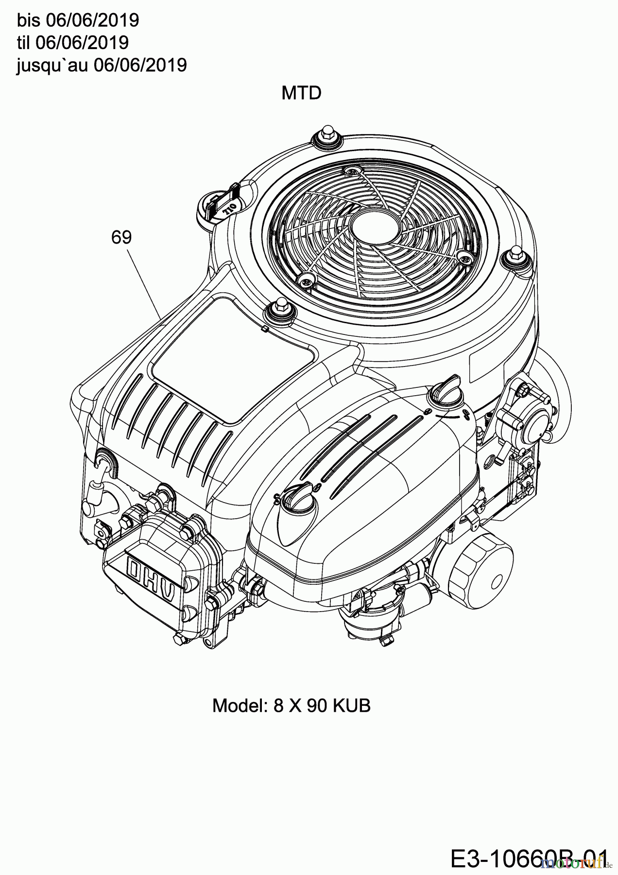 Cub Cadet Rasentraktoren XT1 OS96 13B8A1CF603 (2020) Motor MTD