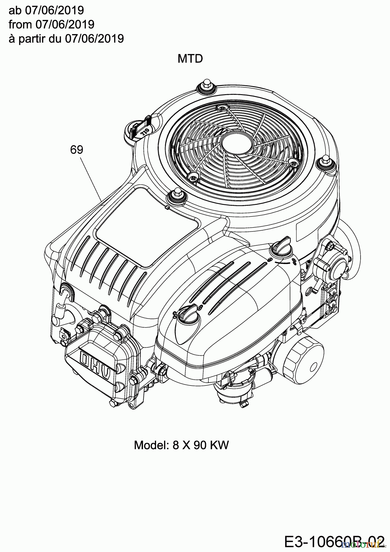  Cub Cadet Rasentraktoren XT1 OR106 13C8A1CR603  (2019) Motor MTD