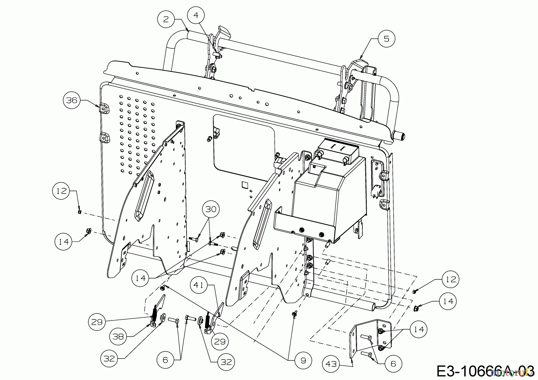 Cub Cadet Rasentraktoren XT3 QR106E 13CIA5CR603 (2020) Heckplatte, Sperrklinken