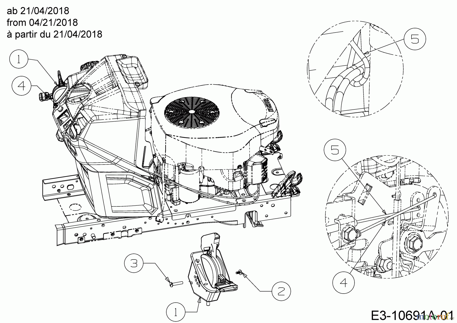 Cub Cadet Rasentraktoren XT1 QR106K 13APA1CR603 (2019) Choke- und Gaszug ab 21/04/2018