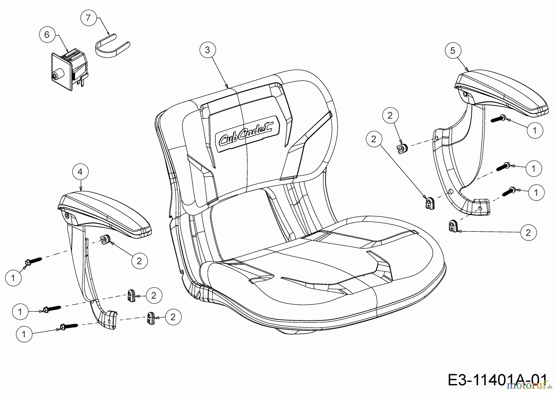 Cub Cadet Gartentraktoren XT3 QS127 14AFA5CQ603 (2020) Sitz, Sitzschalter