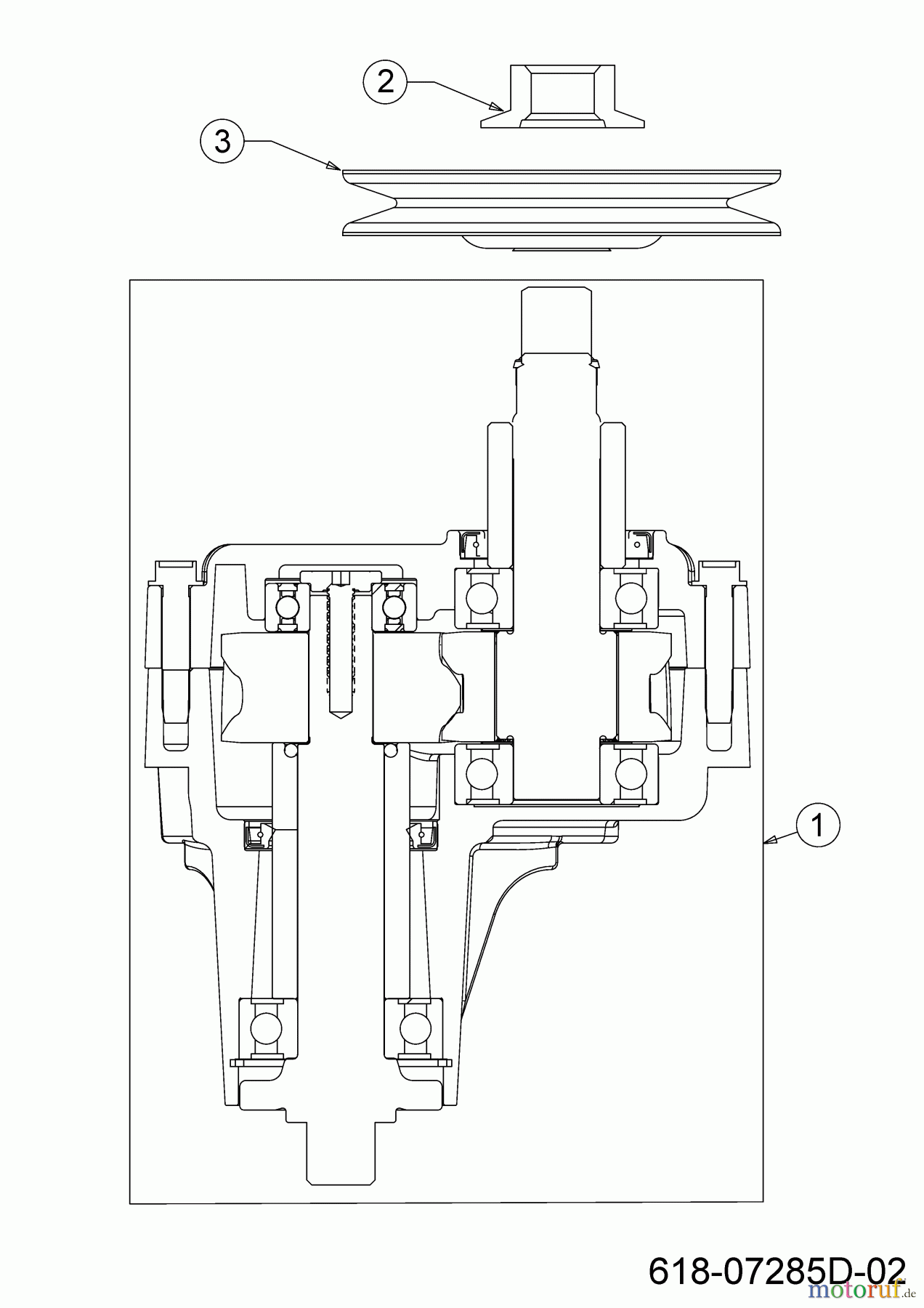 Cub Cadet Rasentraktoren XT1 OR95 13A8A1TB603 (2023) Messerspindel/Getriebe 618-07285D