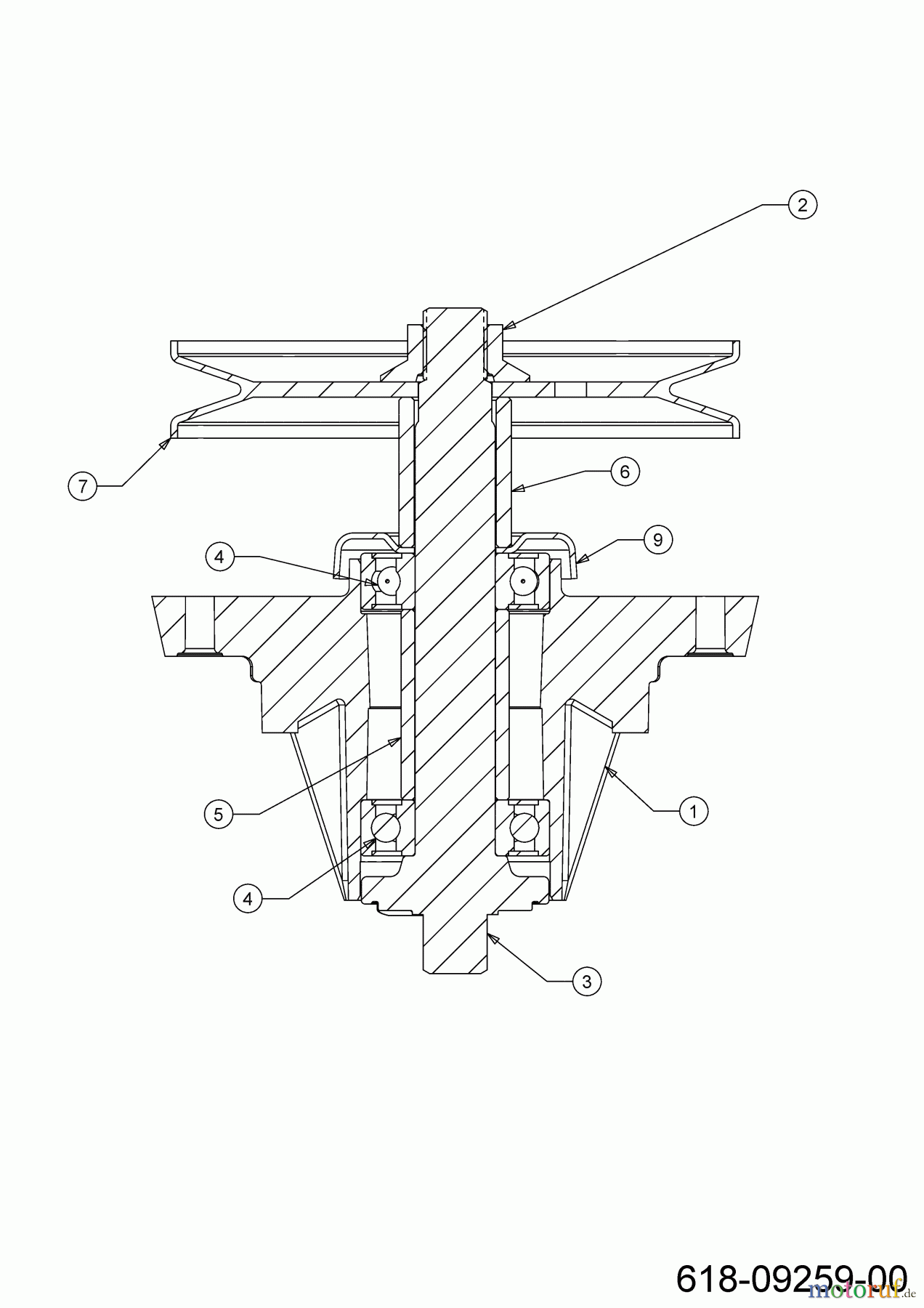 Cub Cadet Rasentraktoren XT1 OS107 13A8A1TS603 (2023) Messerspindel 618-09259