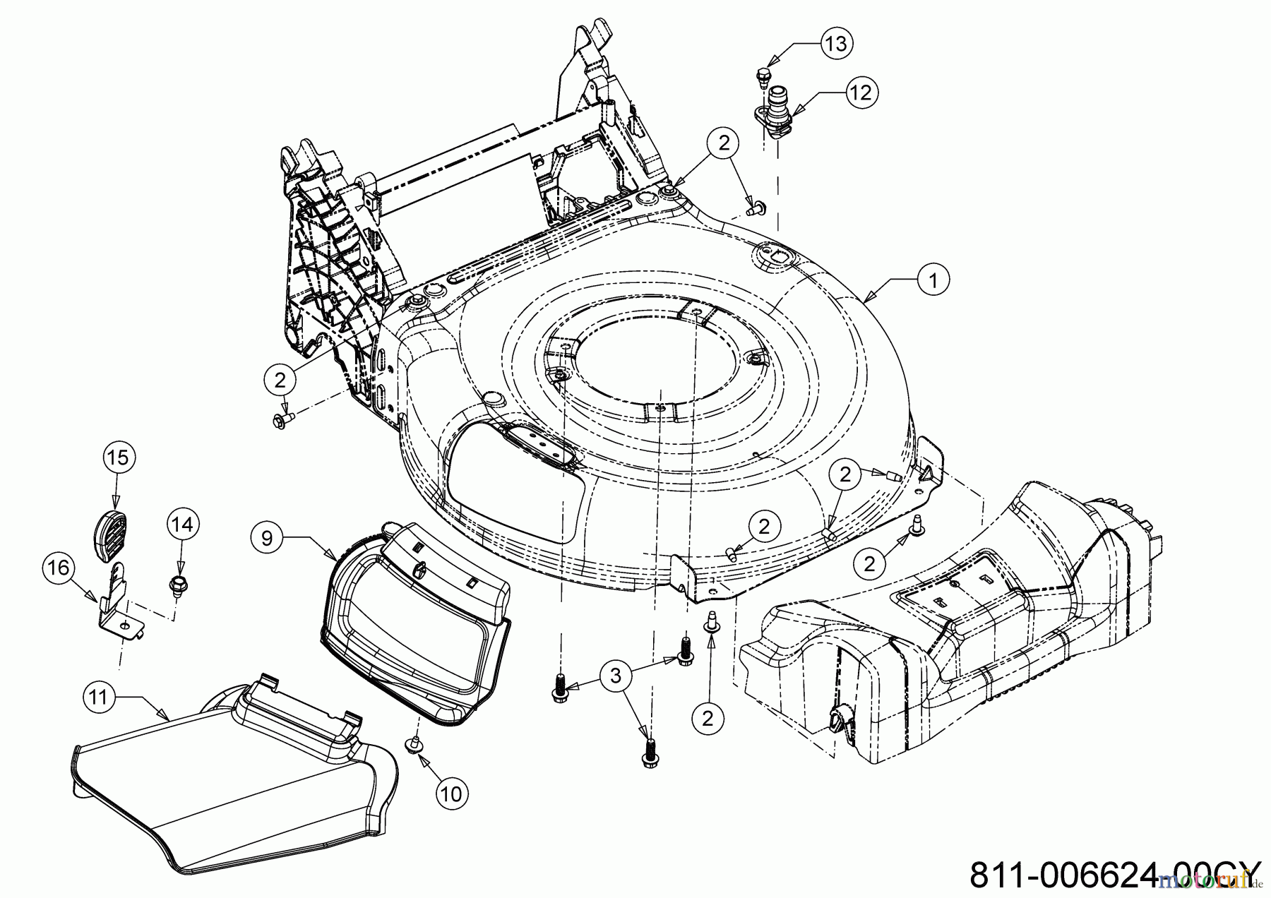 Cub Cadet Motormäher mit Antrieb LM3 ER53S 12CBPV7D603 (2021) Deflektor, Mähwerksgehäuse, Mulchklappe, Waschdüse