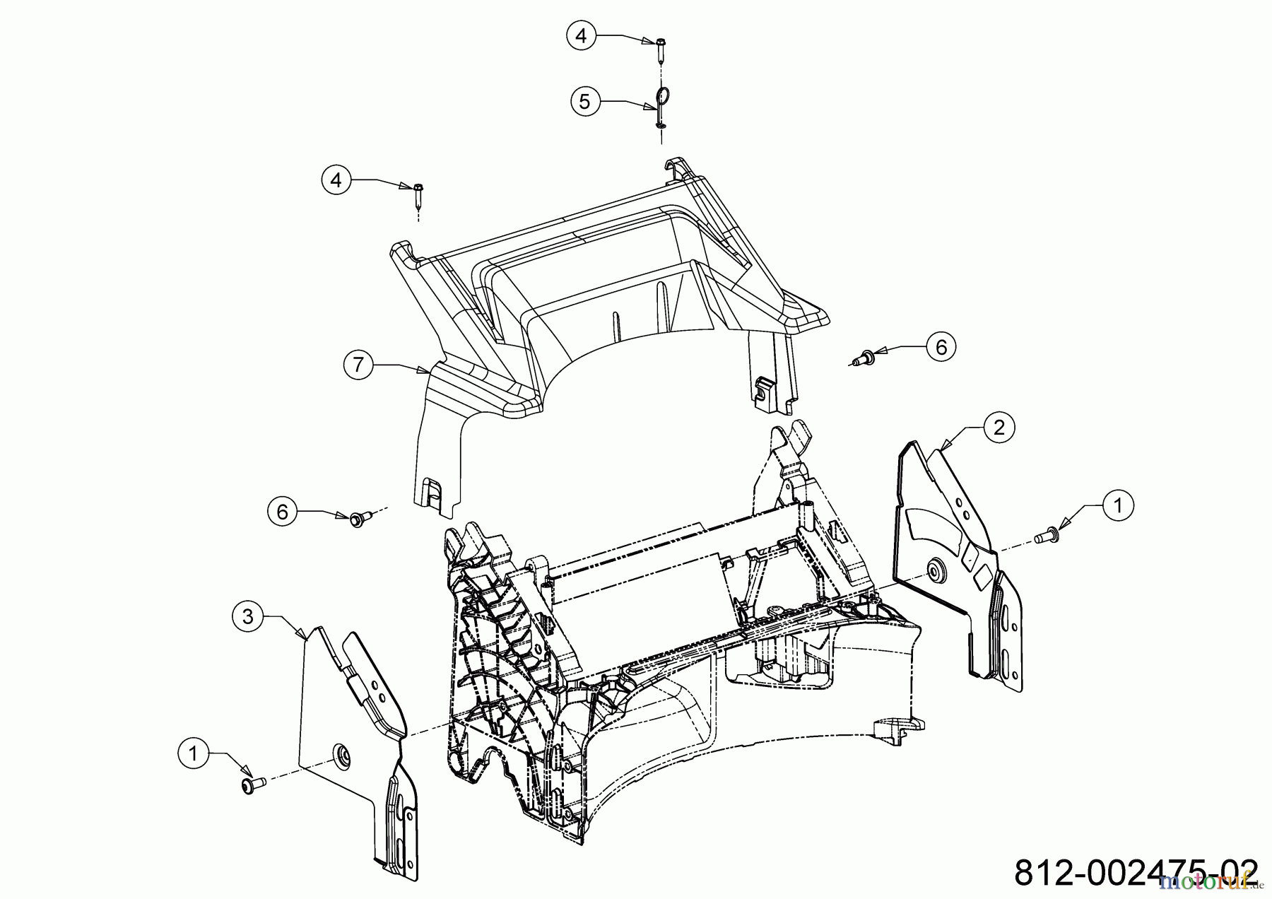 Cub Cadet Motormäher mit Antrieb LM3 DR53ES 12DCPVS7603 (2021) Abdeckung hinten, Holmbraketten