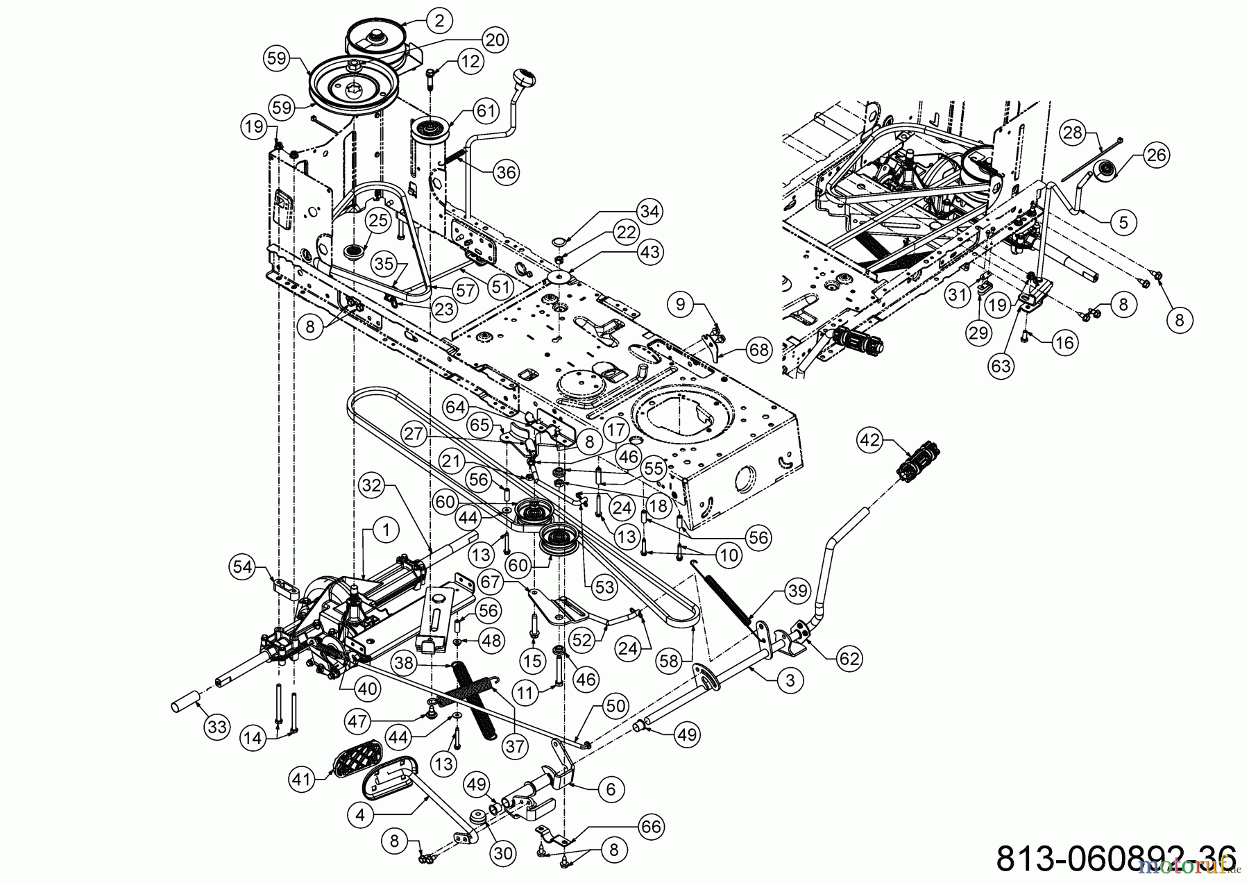 Cub Cadet Rasentraktoren LT2 NS92 13AB78BY603 (2023) Fahrantrieb, Keilriemen, Pedal