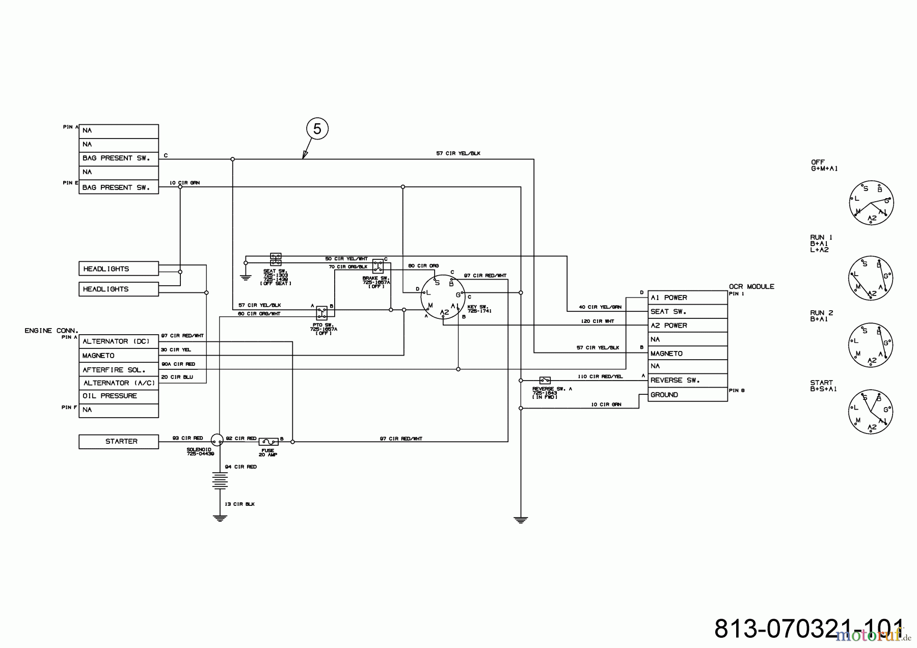 Cub Cadet Rasentraktoren LT3 PR105 13BJ71DN603 (2021) Schaltplan