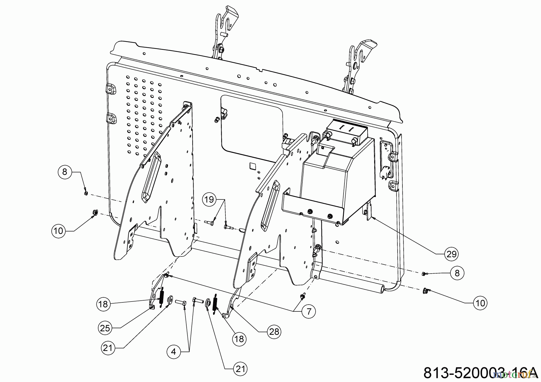  Cub Cadet Rasentraktoren XT3 QR106 13BFA5CR603 (2021) Anschlag Batterieabdeckung, Sperrklinken Grasfangsack