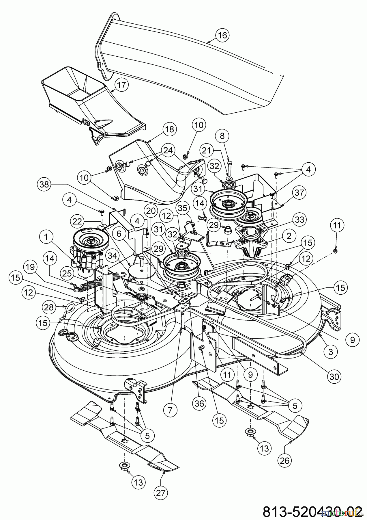 Cub Cadet Rasentraktoren XT1 OR95 13A8A1TB603 (2023) Mähwerk B (37