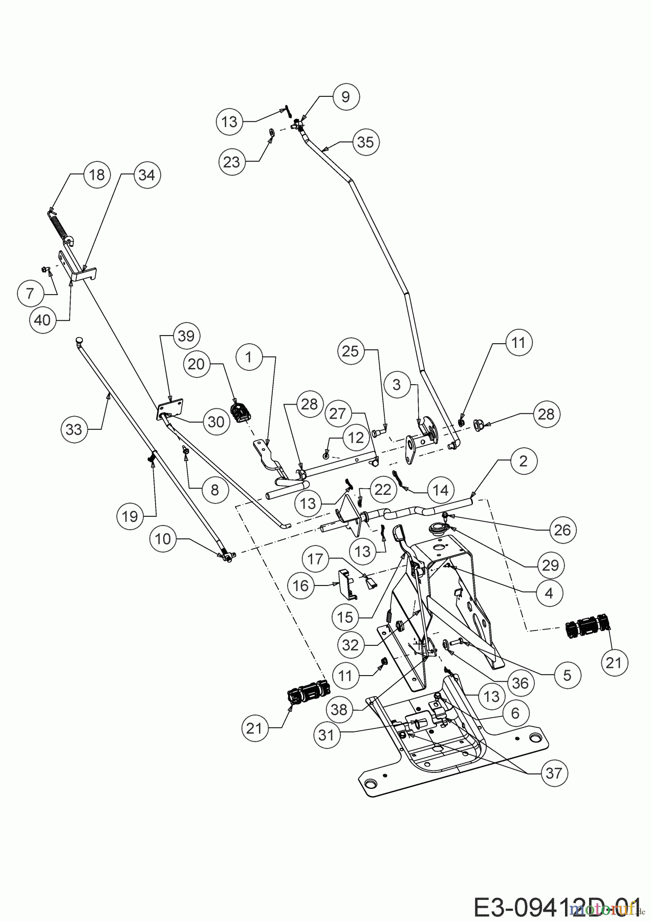 Cub Cadet Rasentraktoren LR2 NS76 13AB21JD603 (2021) Bremsstange, Schaltstange, Pedal