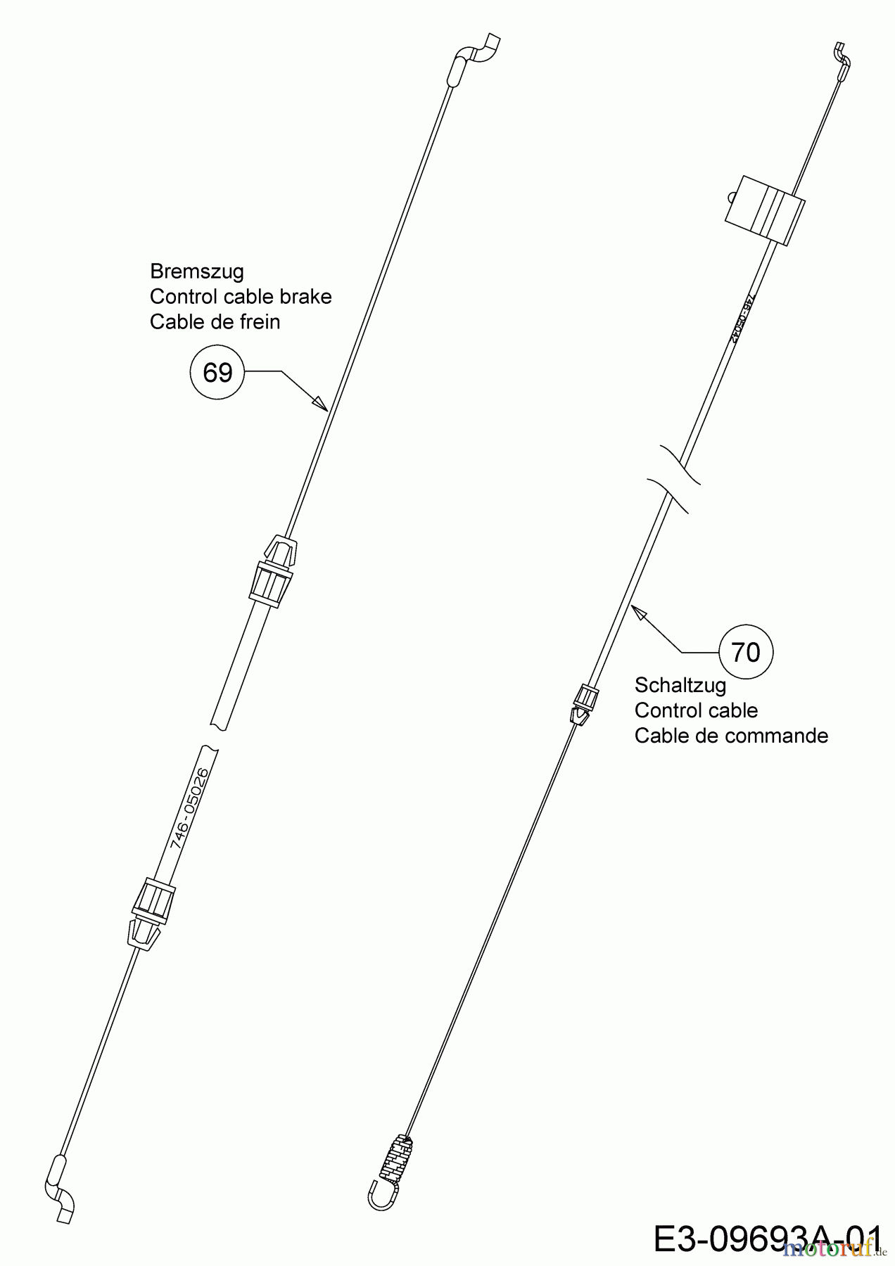  Cub Cadet Motormäher mit Antrieb LM1 AR46 12B-TQMG603 (2021) Bremszug, Schaltzug