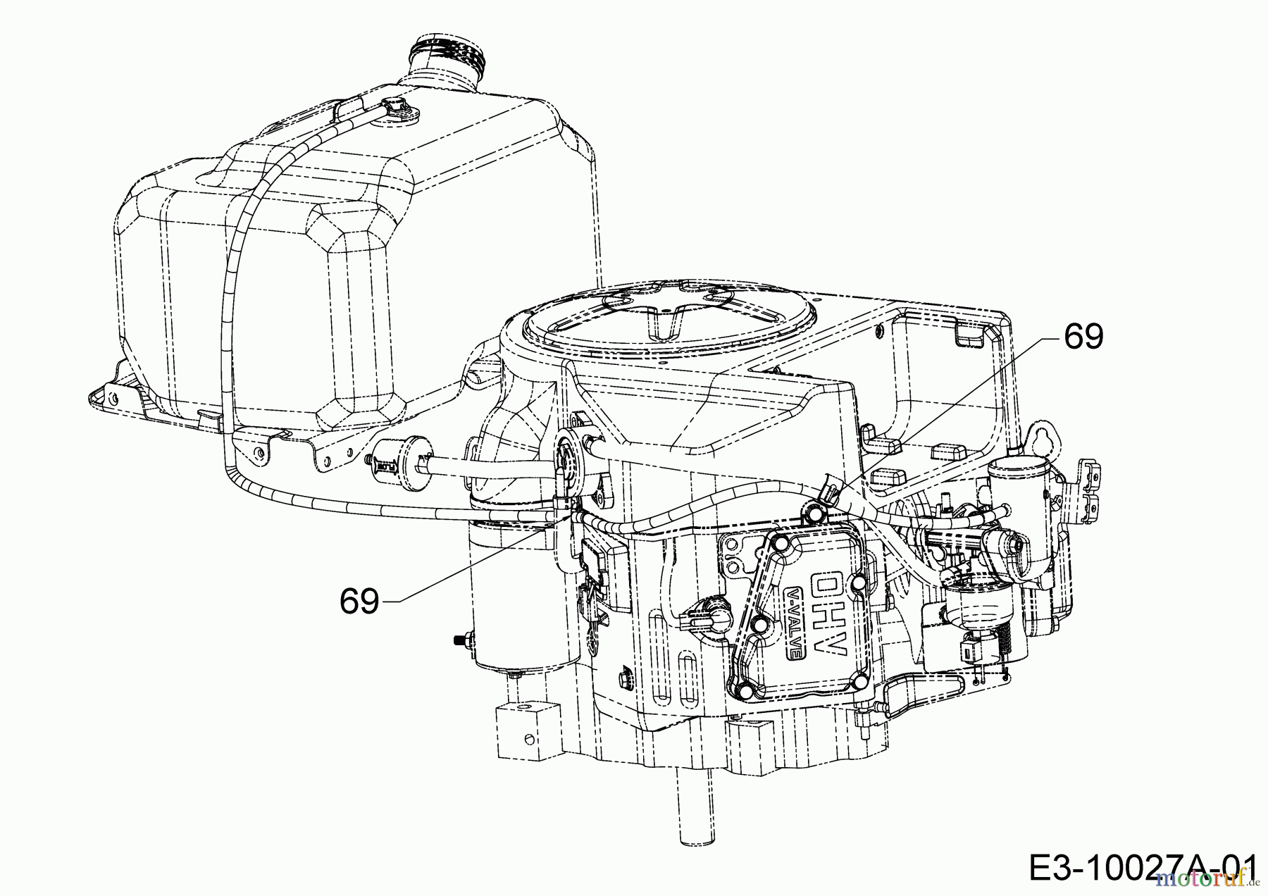 Cub Cadet Gartentraktoren XT3 QS137 14AFA5CA603 (2021) Benzinleitung