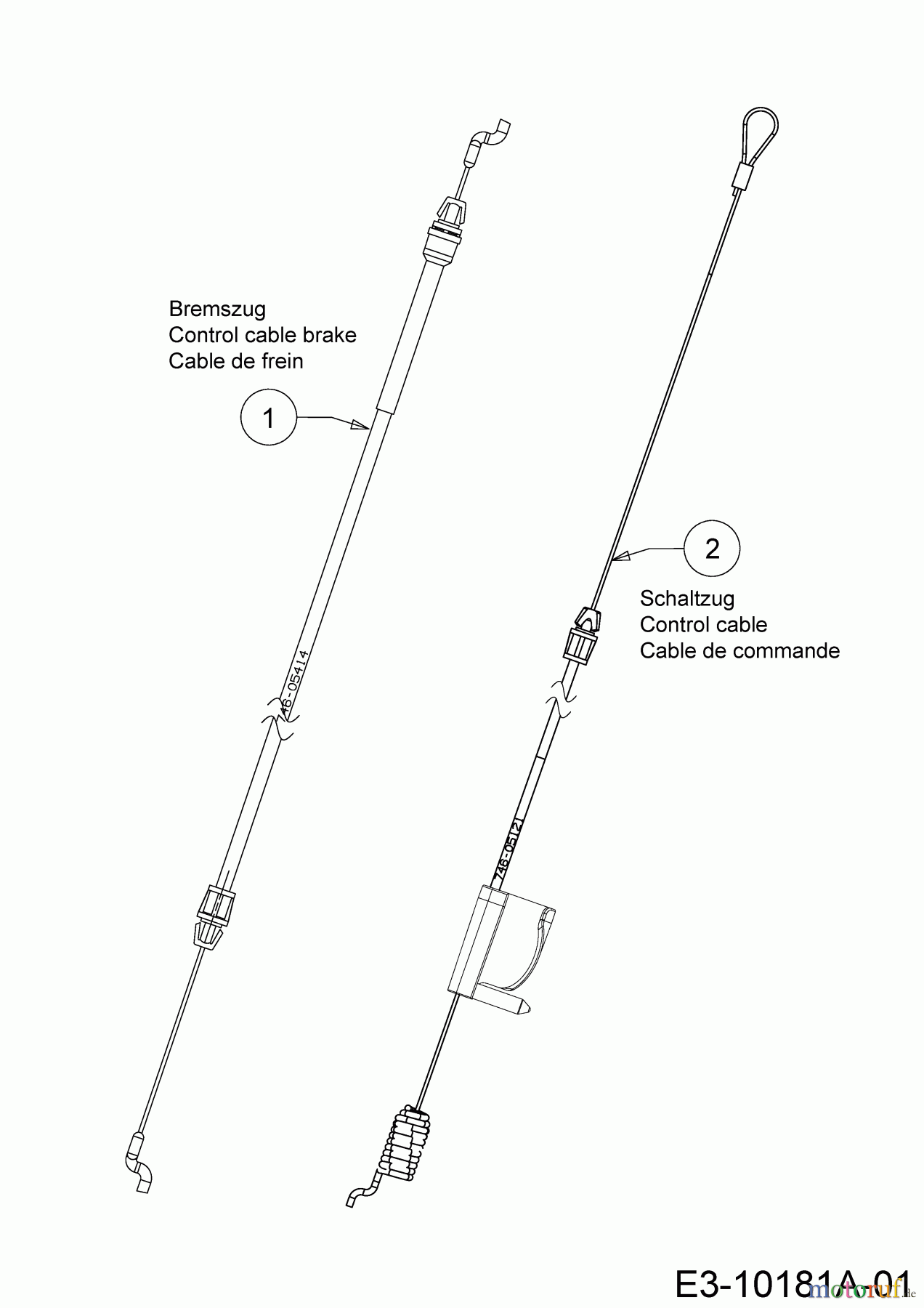 Cub Cadet Motormäher mit Antrieb LM3 ER53S 12CBPV7D603 (2021) Bremszug, Schaltzug