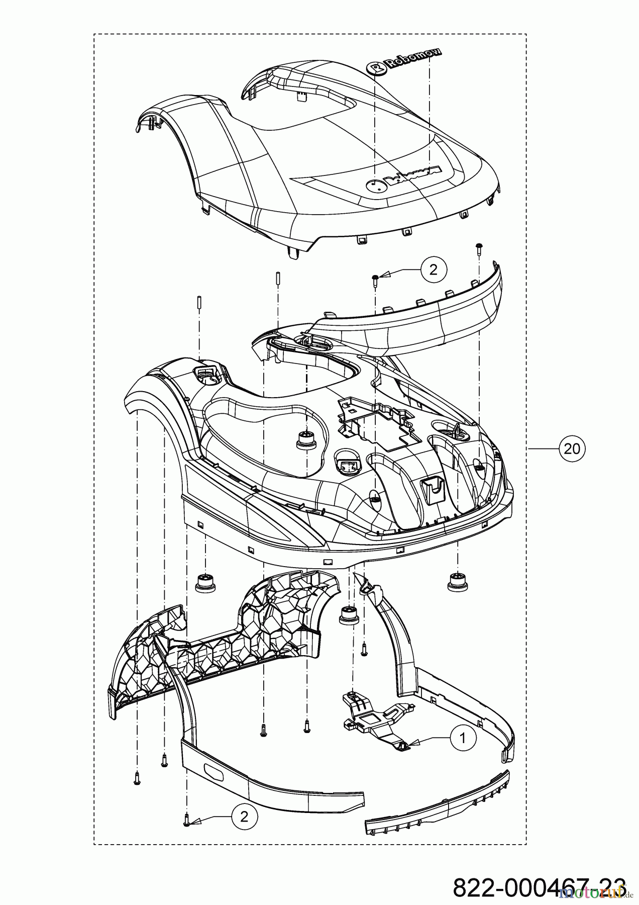 Robomow Mähroboter RK2000 PRO 22AKHAFA619 (2023) Karosserie, Verkleidung