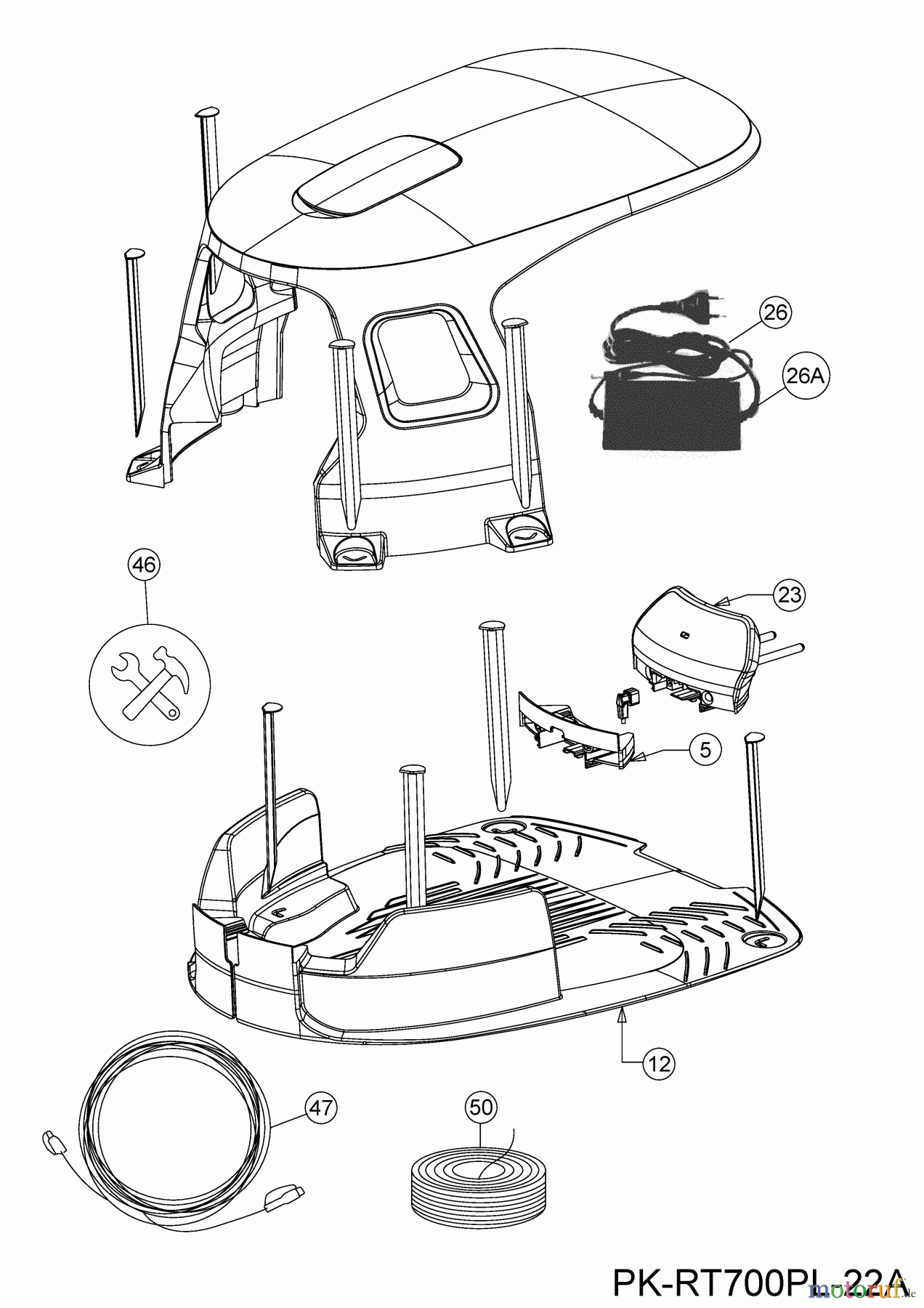 Robomow Mähroboter RT700 22BTDABB619 (2023) Basisstation, Ladegerät, Zubehör
