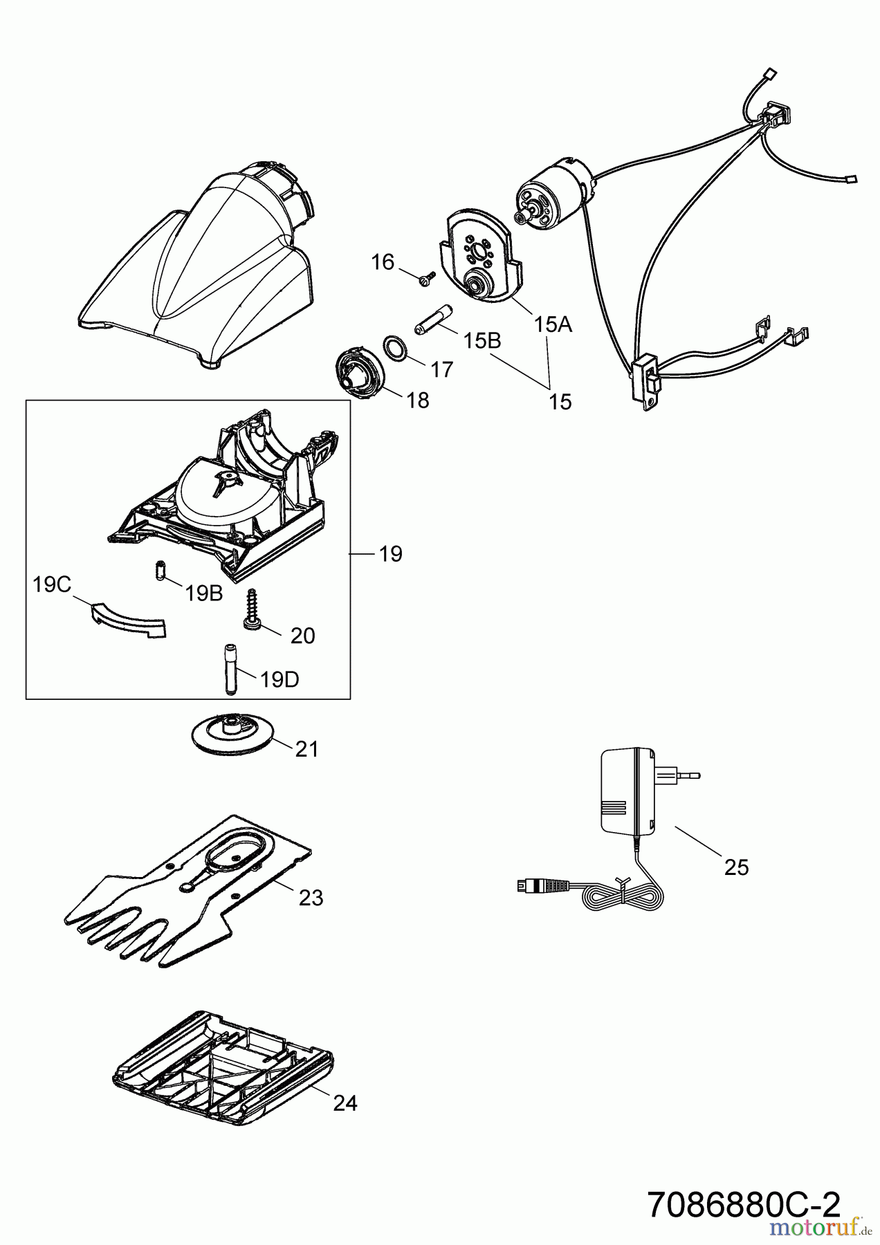 Wolf-Garten Akkuscheren Li-Ion Power 100 7086880 (2019) Drehkopf, Messer