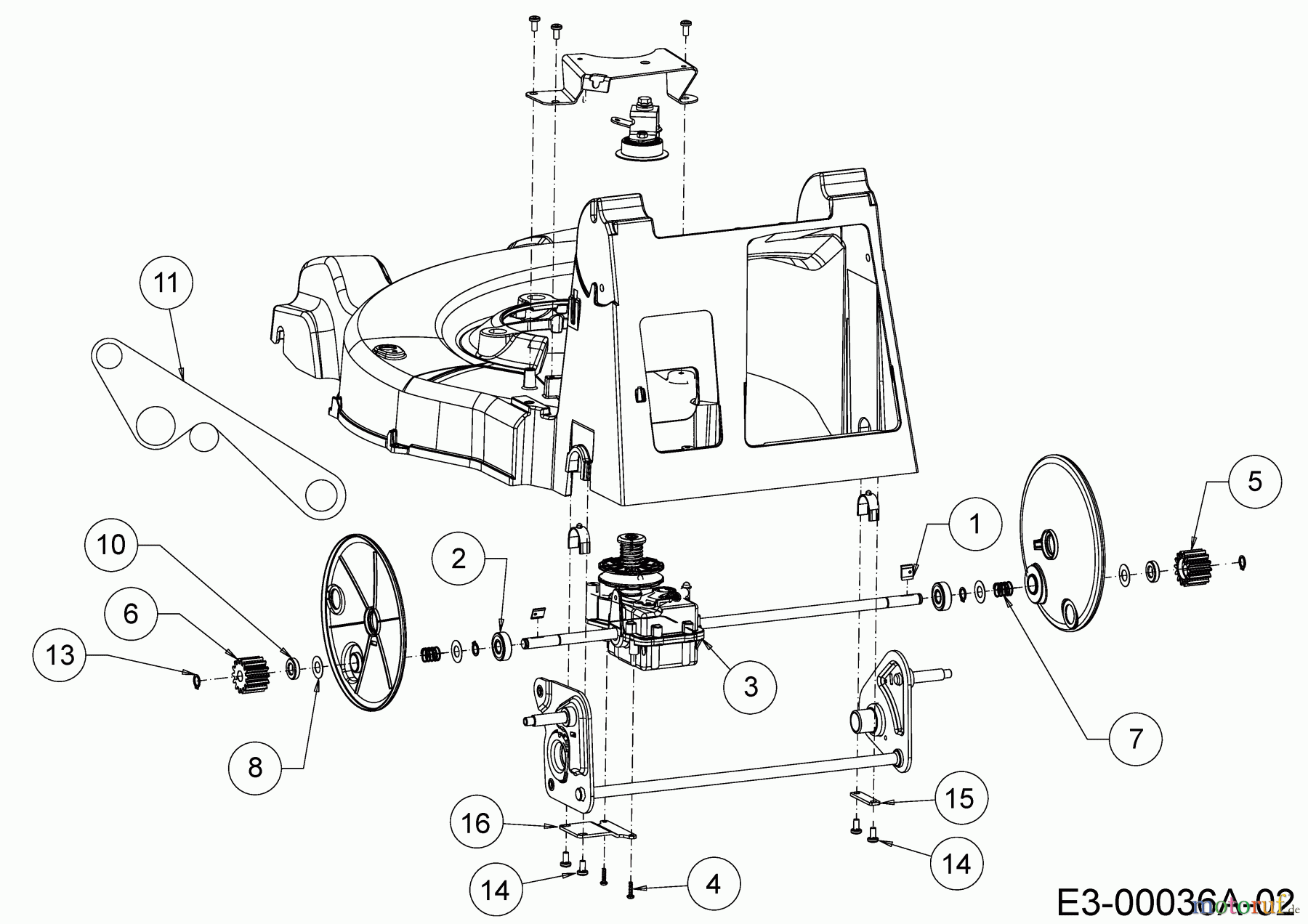 Wolf-Garten Motormäher mit Antrieb Expert 53 B ES V 12ARZA9B650 (2018) Getriebe, Keilriemen